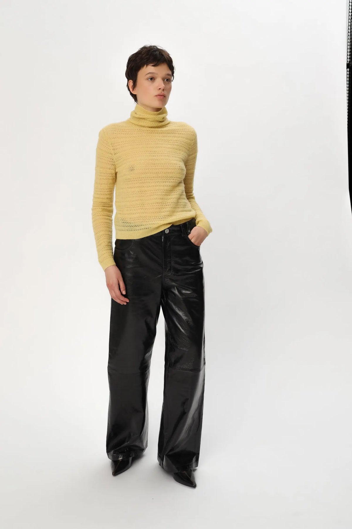 Stella Nova Alpaca Delicate Knit Highneck Blouse 115 Sweet Yellow