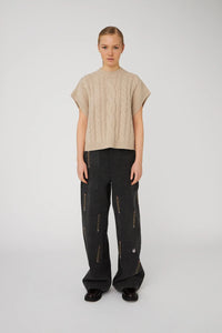 Cable Knit Vest - Sand