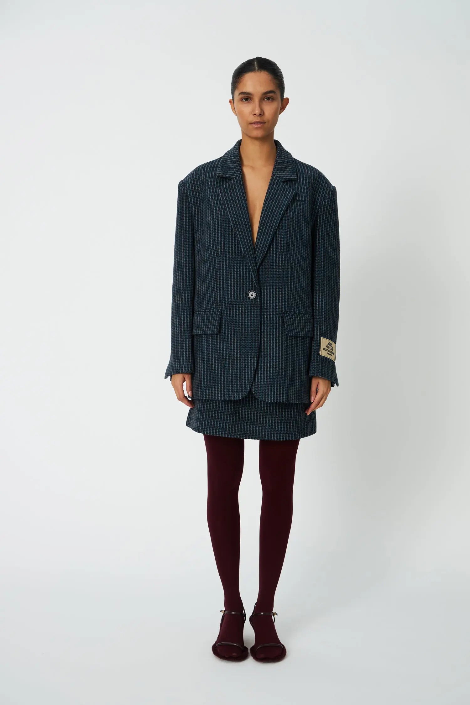 Stella Nova Checked Oversized Wool Blazer Blazer 416 Blue Checks