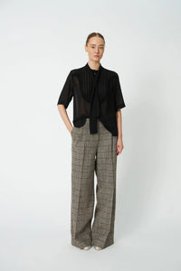 Chiffon Shirt with tie band - Black