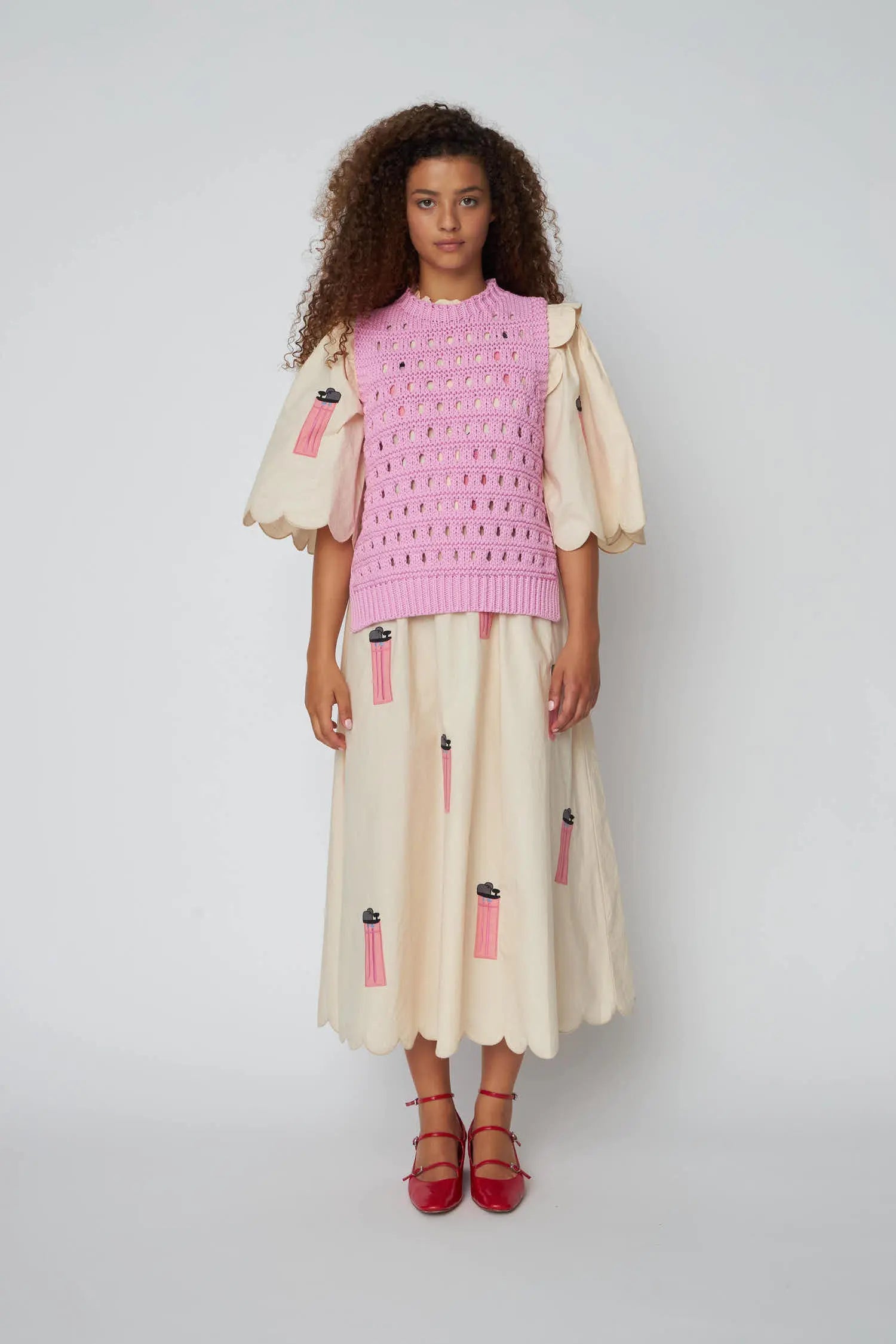 Stella Nova Cotton Stitch Vest Slipover 465 Pink