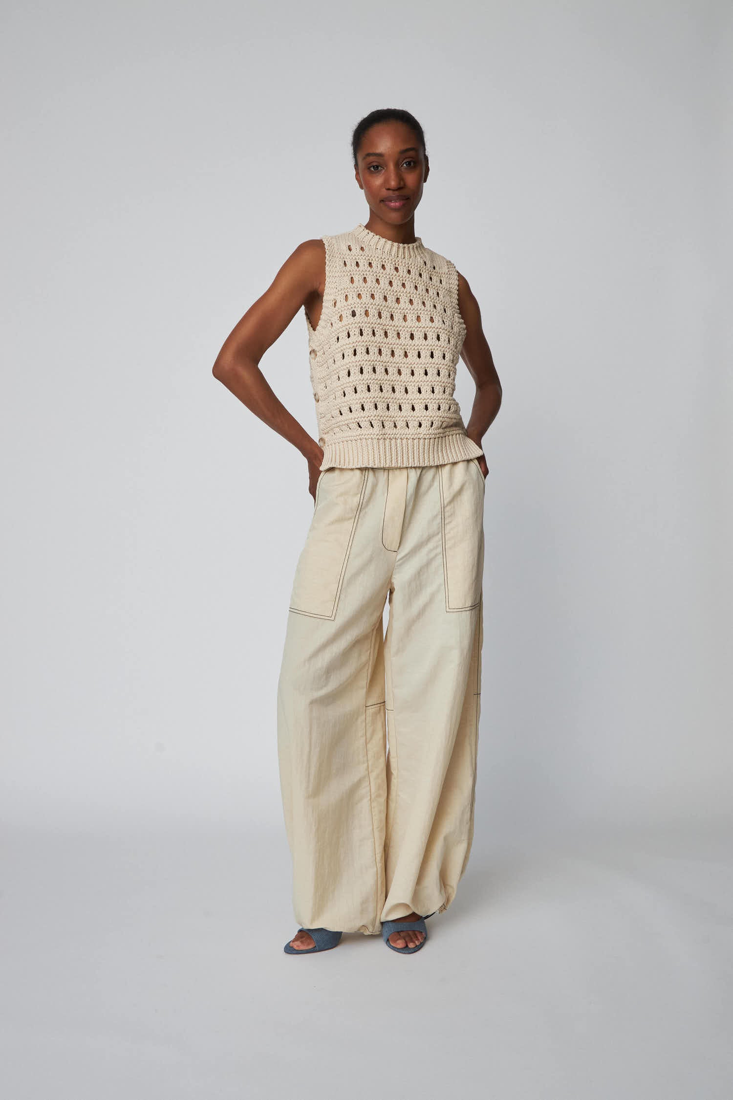 Stella Nova Cotton Stitch Vest Slipover 029 Creme