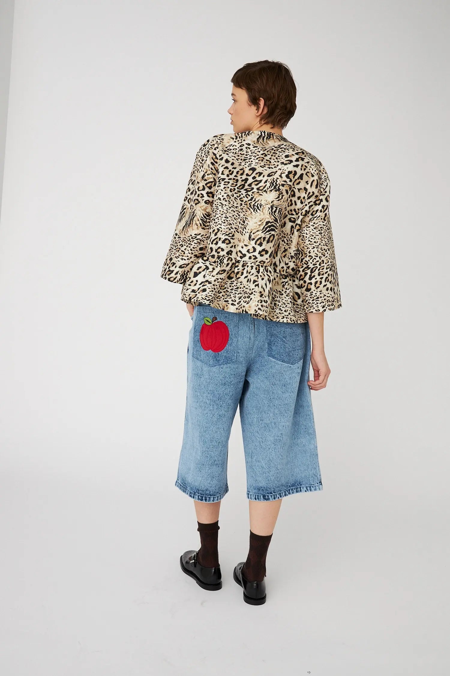 Stella Nova Crispy Peplum Bow Blouse Blouse 081 Leopard