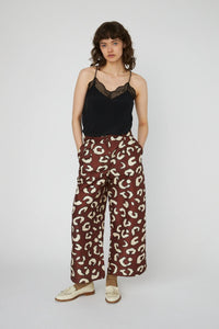 Cropped Low-Waist Pants - Leopard