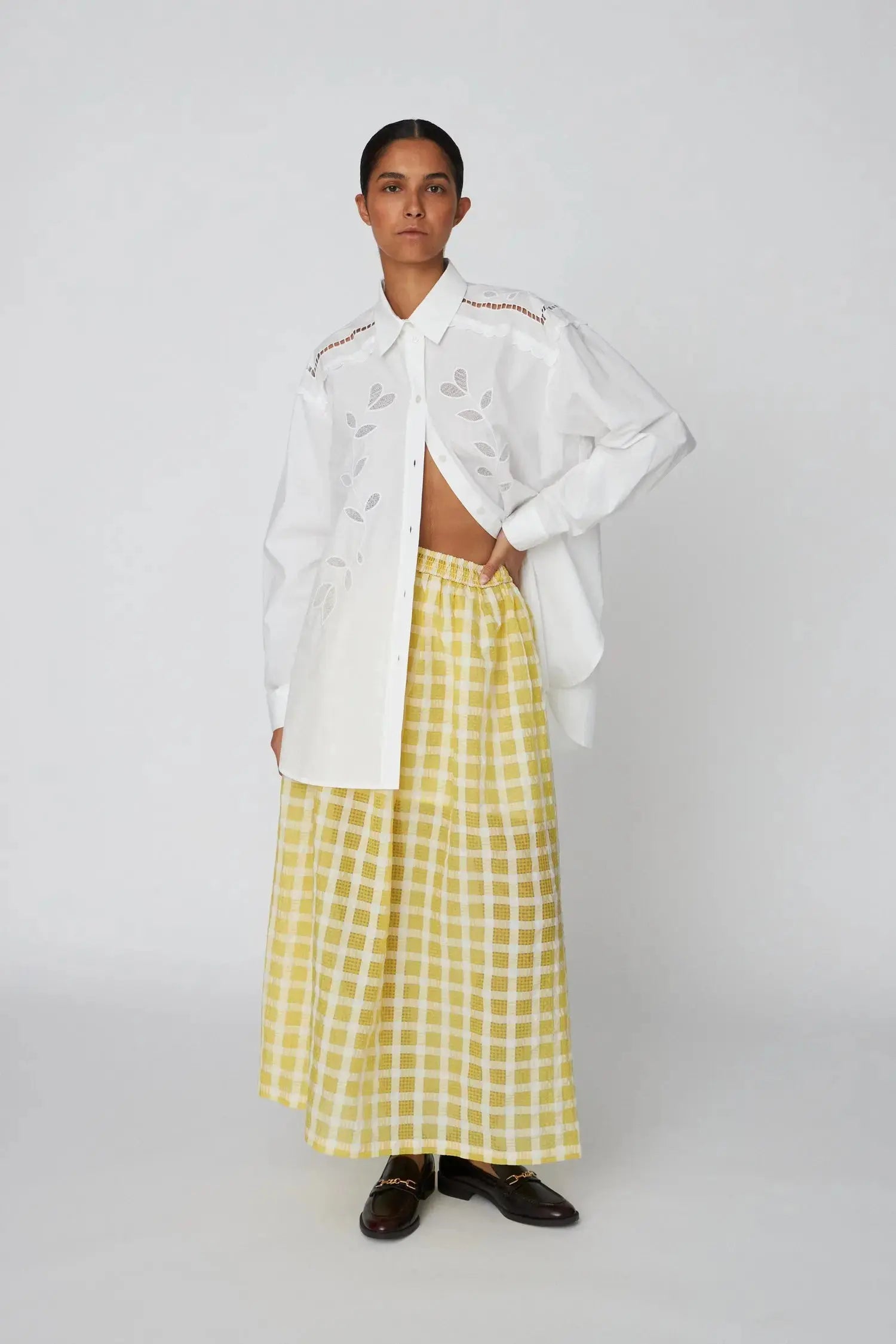 Stella Nova Delicate Checked Maxi Dress Dress 146 Lovely Yellow