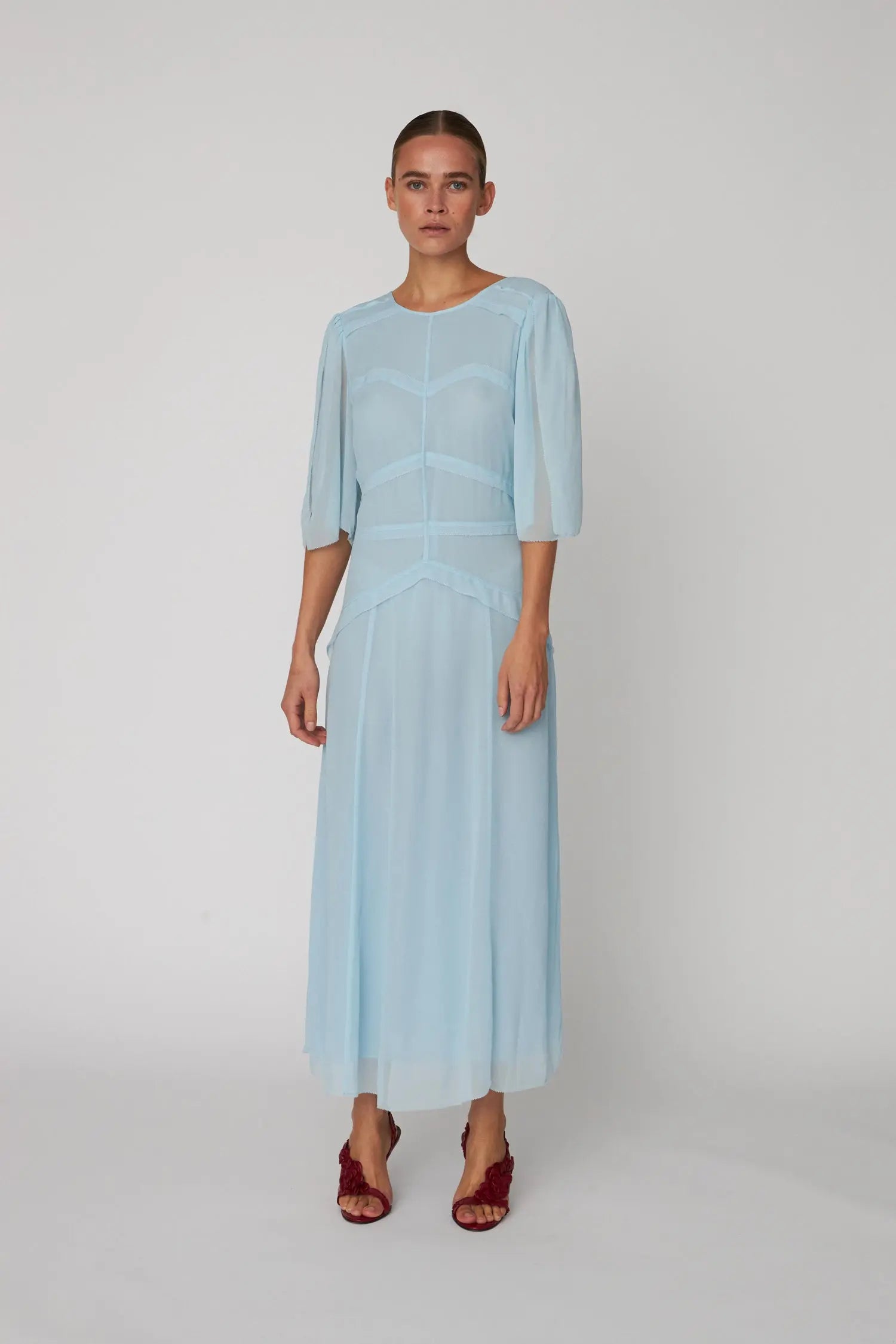 Stella Nova Delicate Crepe Chiffon Dress Dress 337 Clear Blue