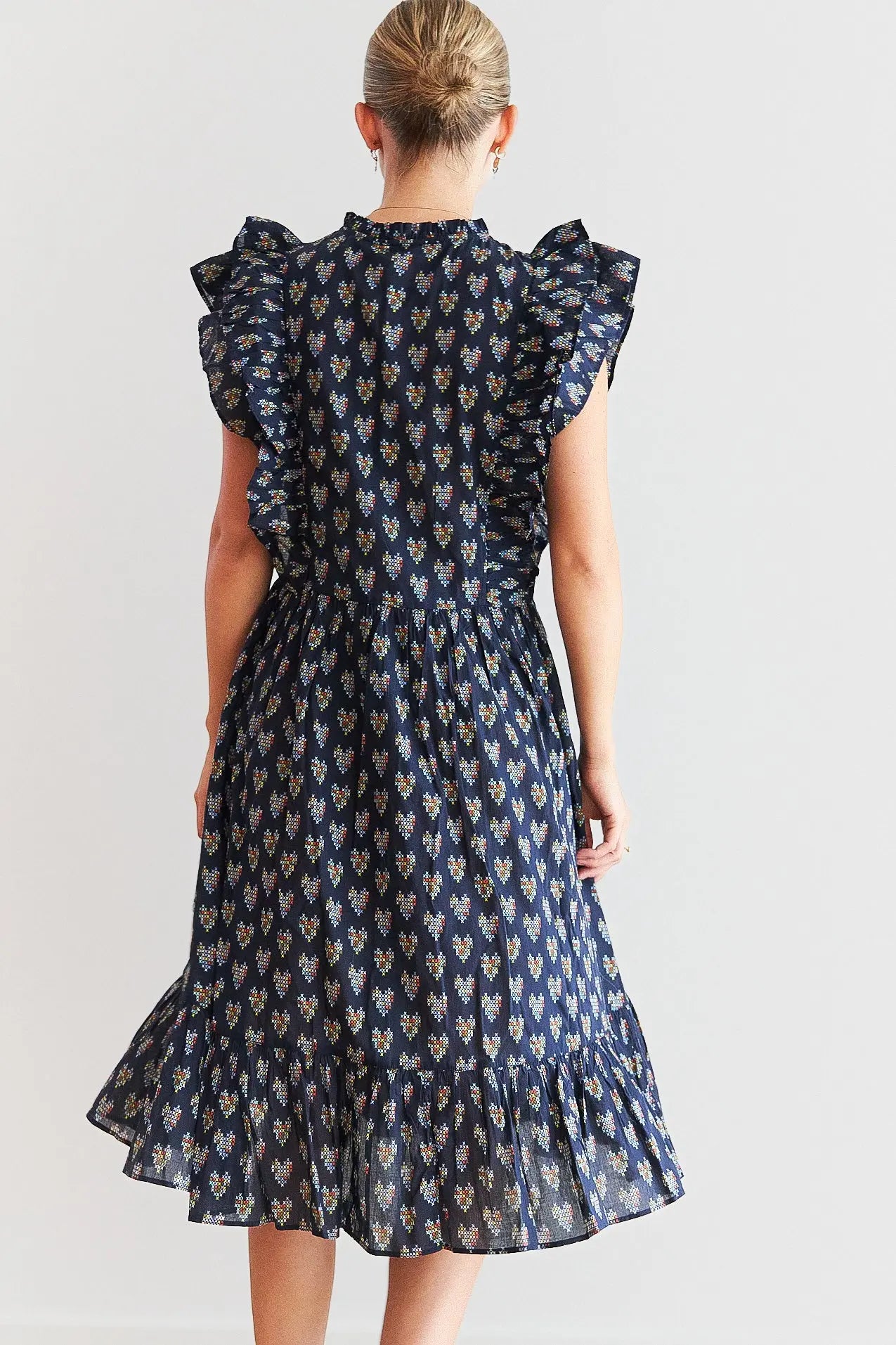 Stella Nova Delicate Printed Cotton Dress Dress 262 Navy Hearts