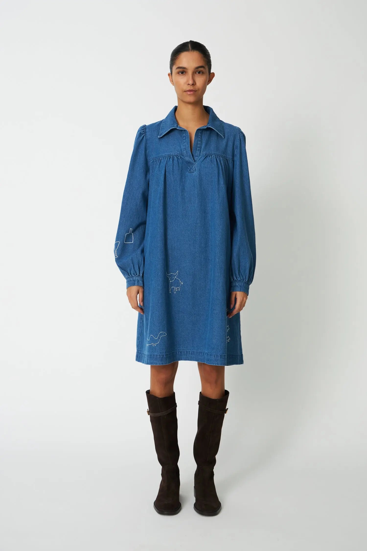 Denim Dress with Artwork