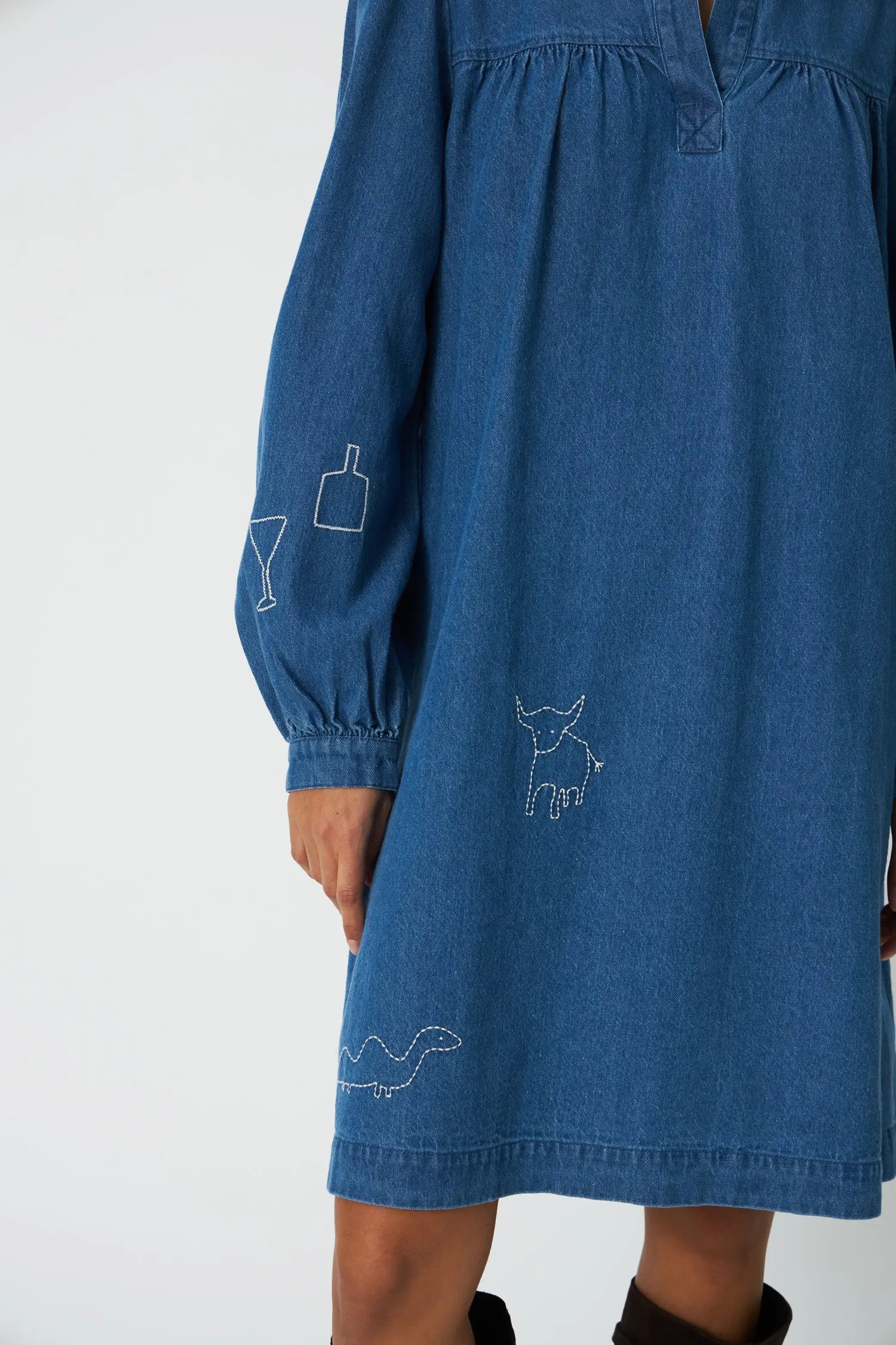 Stella Nova Denim Dress with Artwork Dress 305 Denim Blue