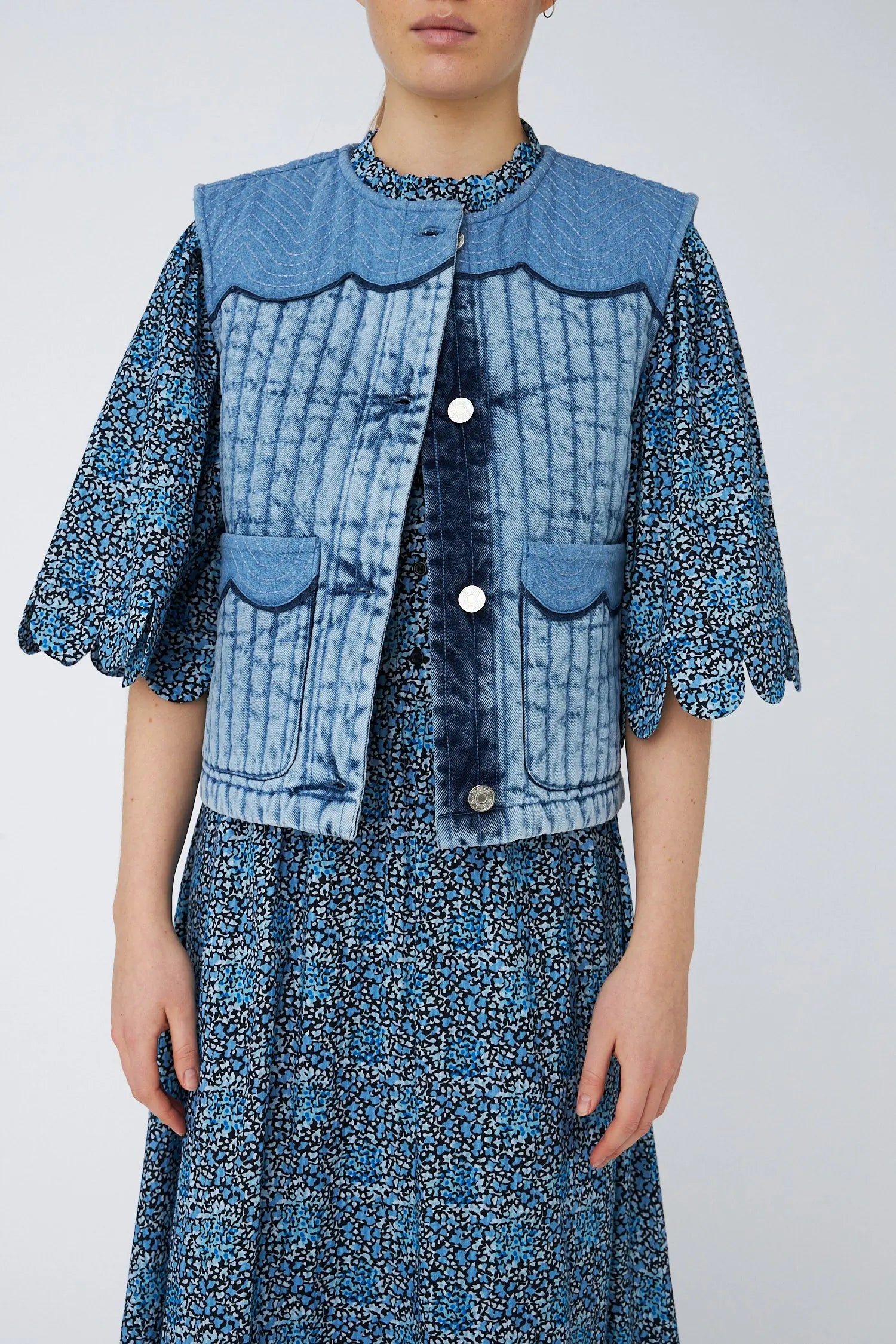 Stella Nova Denim Quilted Vest Vest 305 Denim Blue