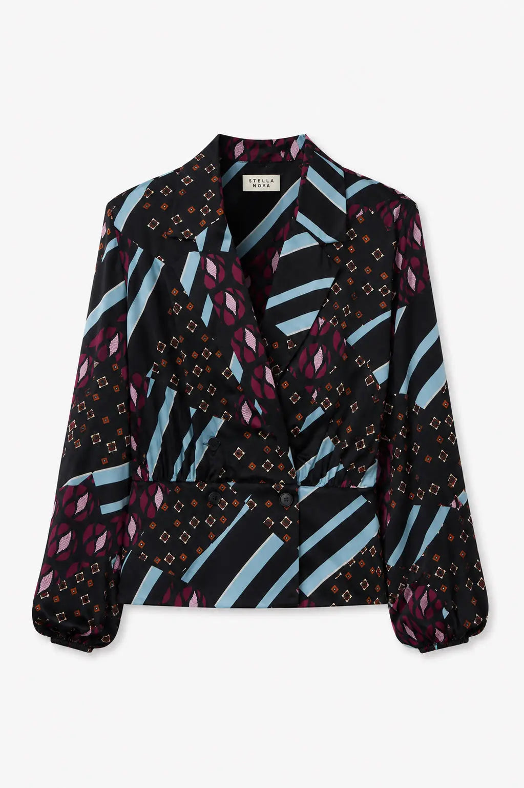 Stella Nova Double-breasted silk blouse Blouse 607 Tie Combination