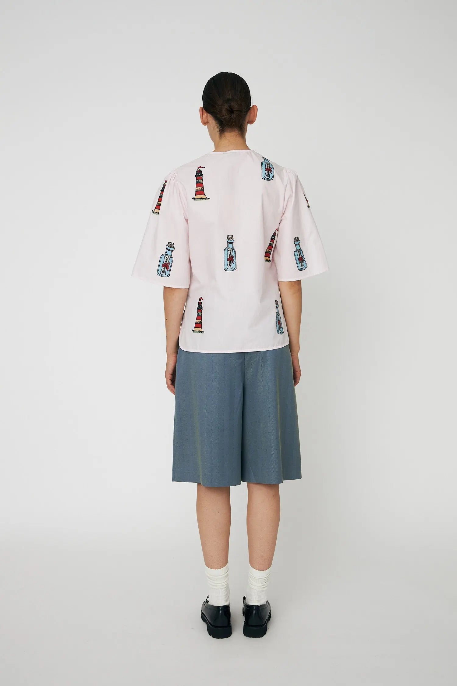 Stella Nova Embroidered Bow Shirt Shirt 558 Pale Pink