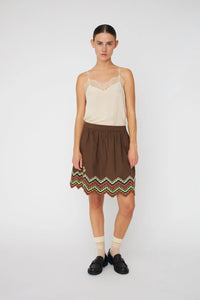 Embroidered Skirt - Brown
