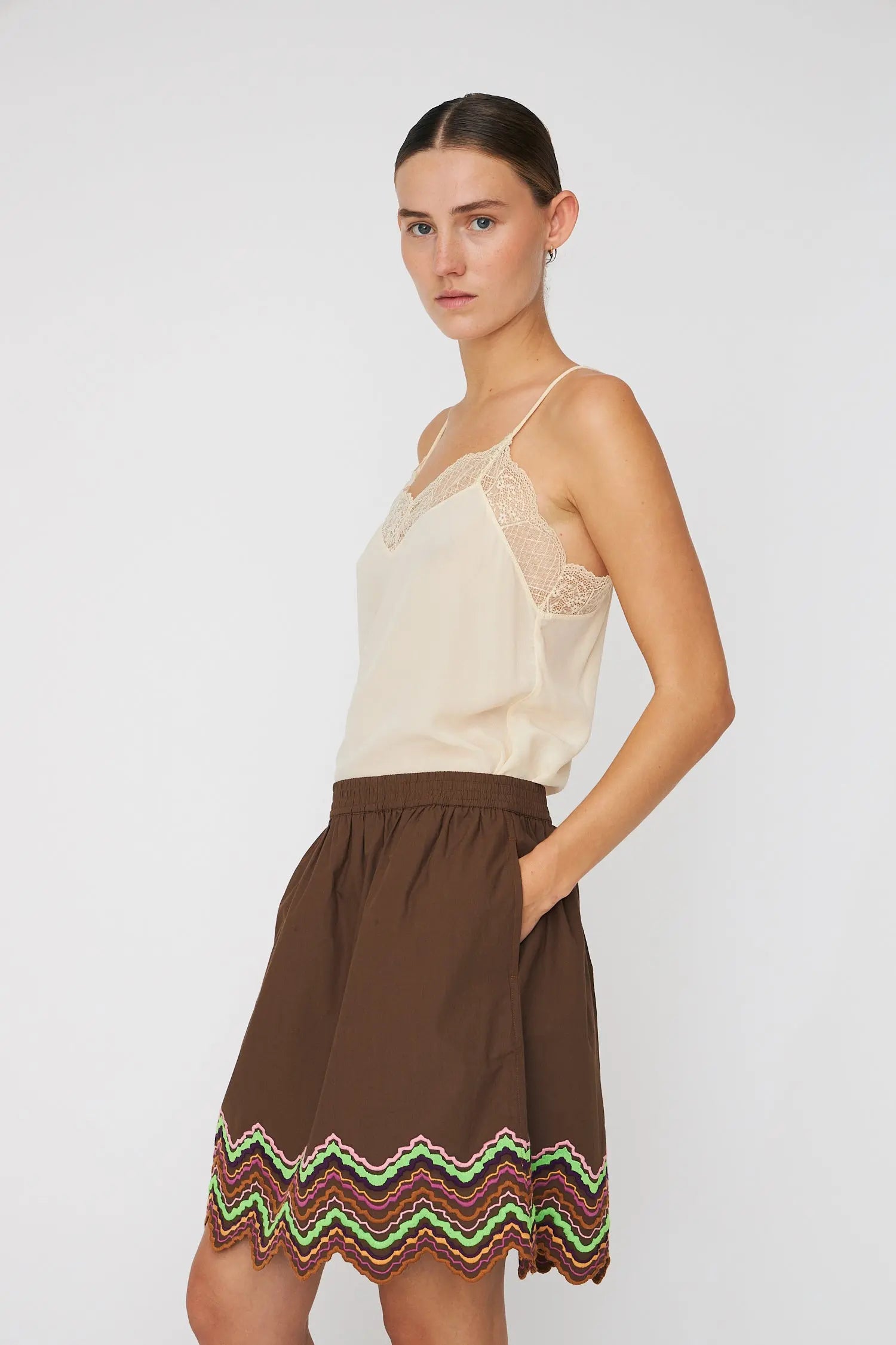Stella Nova Embroidered Skirt Skirt 869 Brown