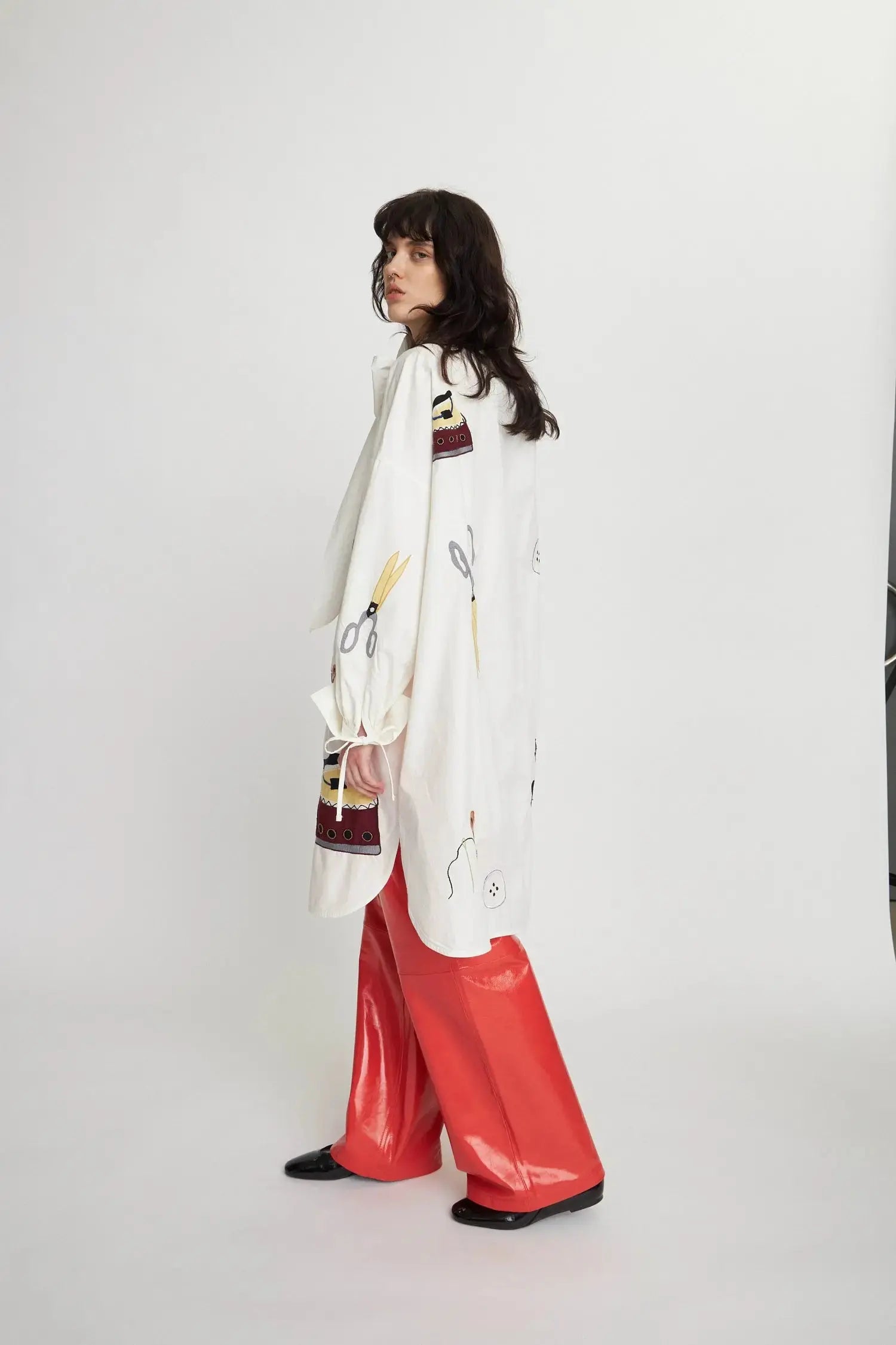 Stella Nova Embroidered shirt dress Shirt Dress 105 Creme/White