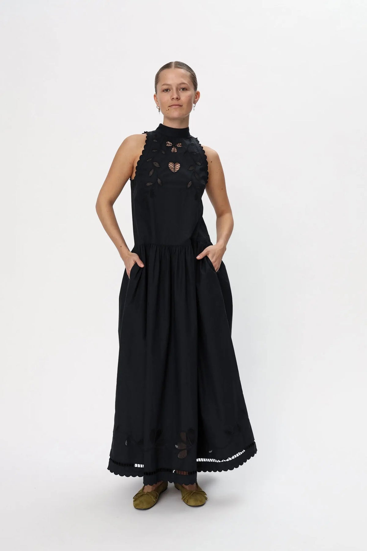 embroidered anglaise dress Embroidery Maxi Strap - Black Color:Dk Blue Stripe weather wardrobe essential Plus Size - Special xx-portia-july4_sale