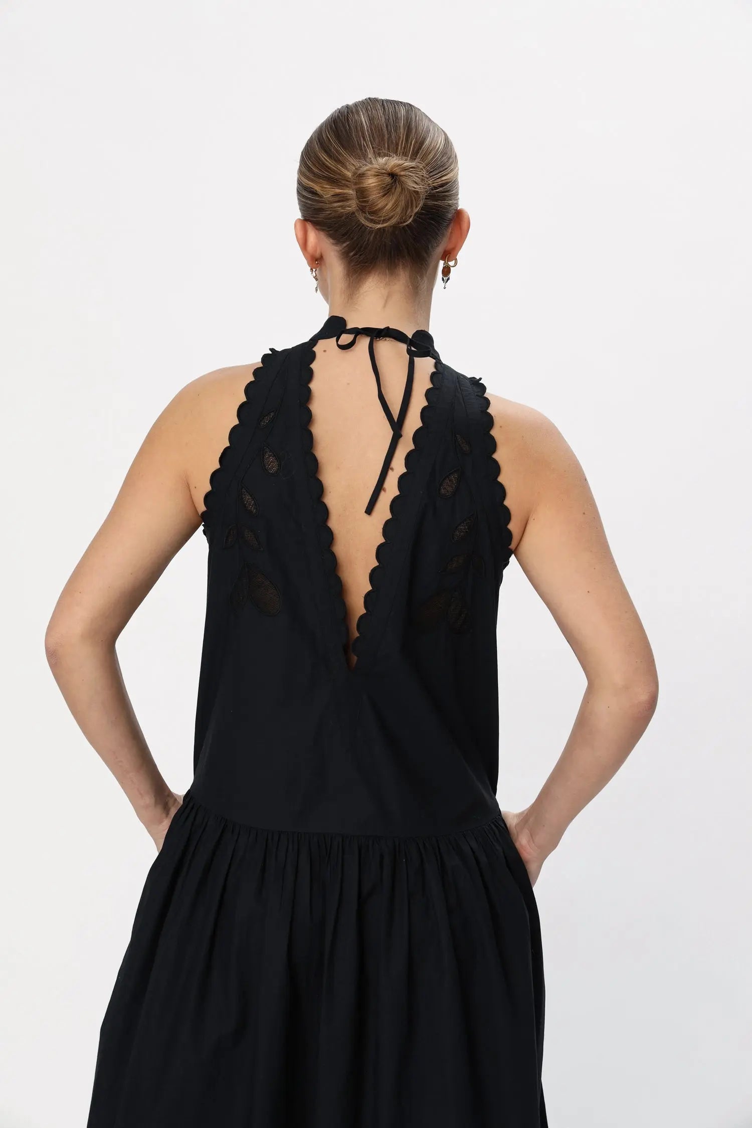 Stella Nova Embroidery Anglaise Maxi Strap Dress Dress 999 Black