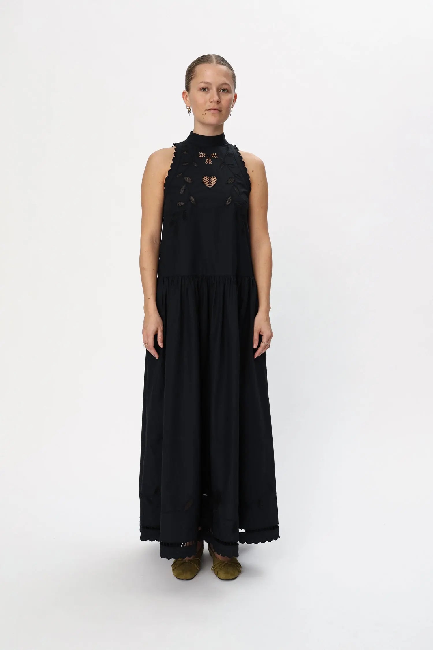 Stella Nova Embroidery Anglaise Maxi Strap Dress Dress 999 Black