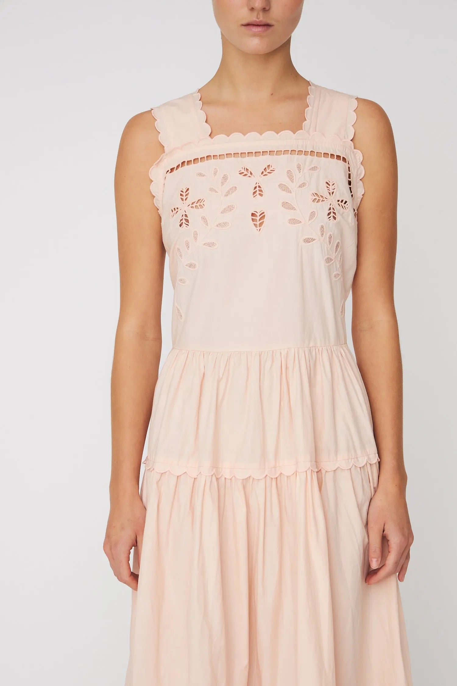 Stella Nova Embroidery Anglaise Maxi Strap Dress Dress 026 Soft Powder