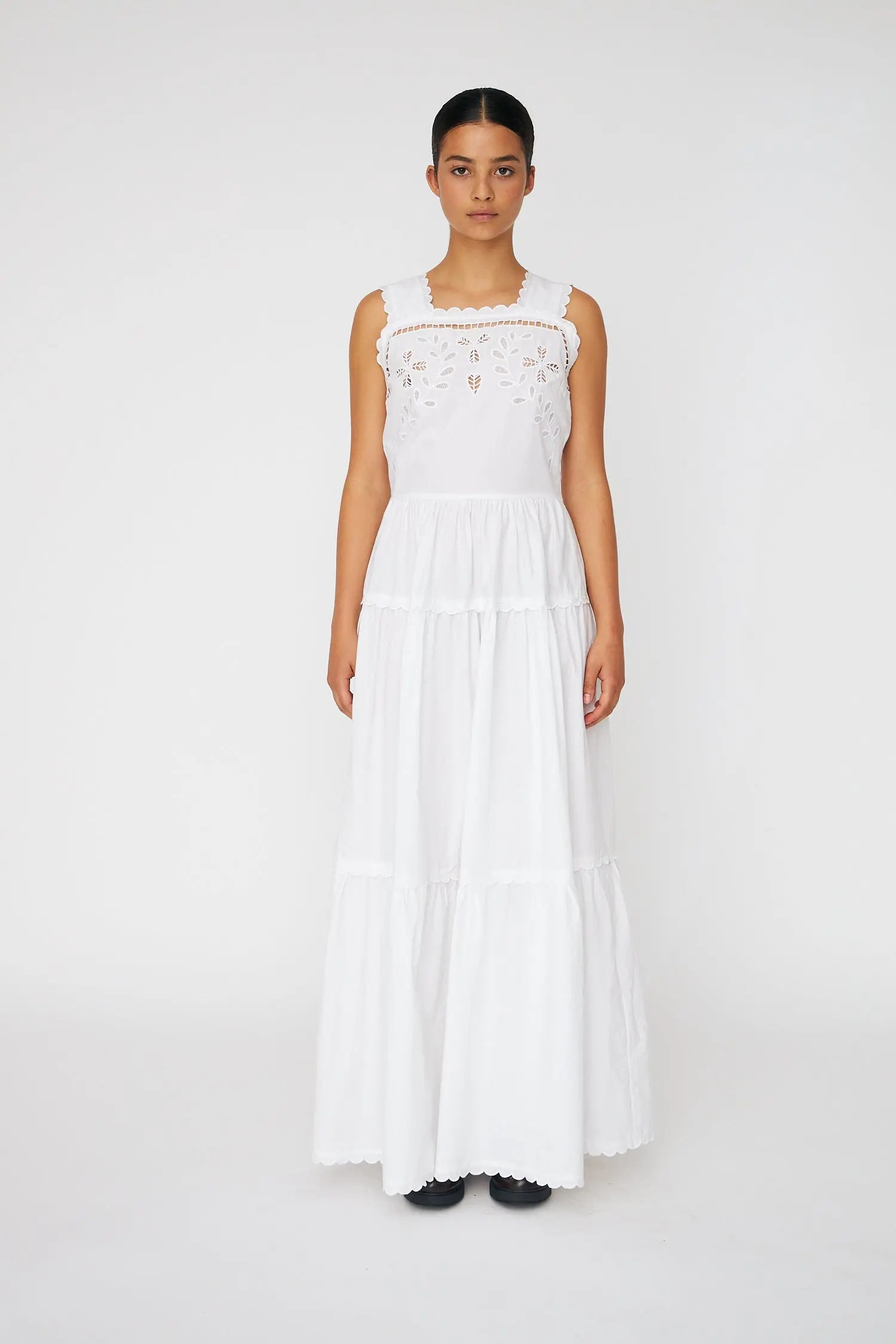 Stella Nova Embroidery Anglaise Maxi Strap Dress Dress 001 White