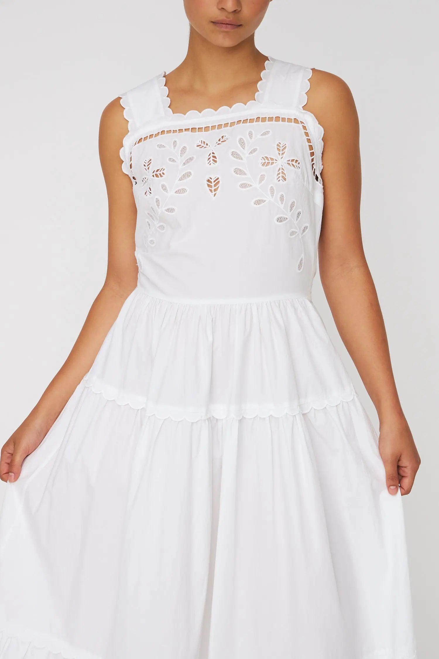 Stella Nova Embroidery Anglaise Maxi Strap Dress Dress 001 White