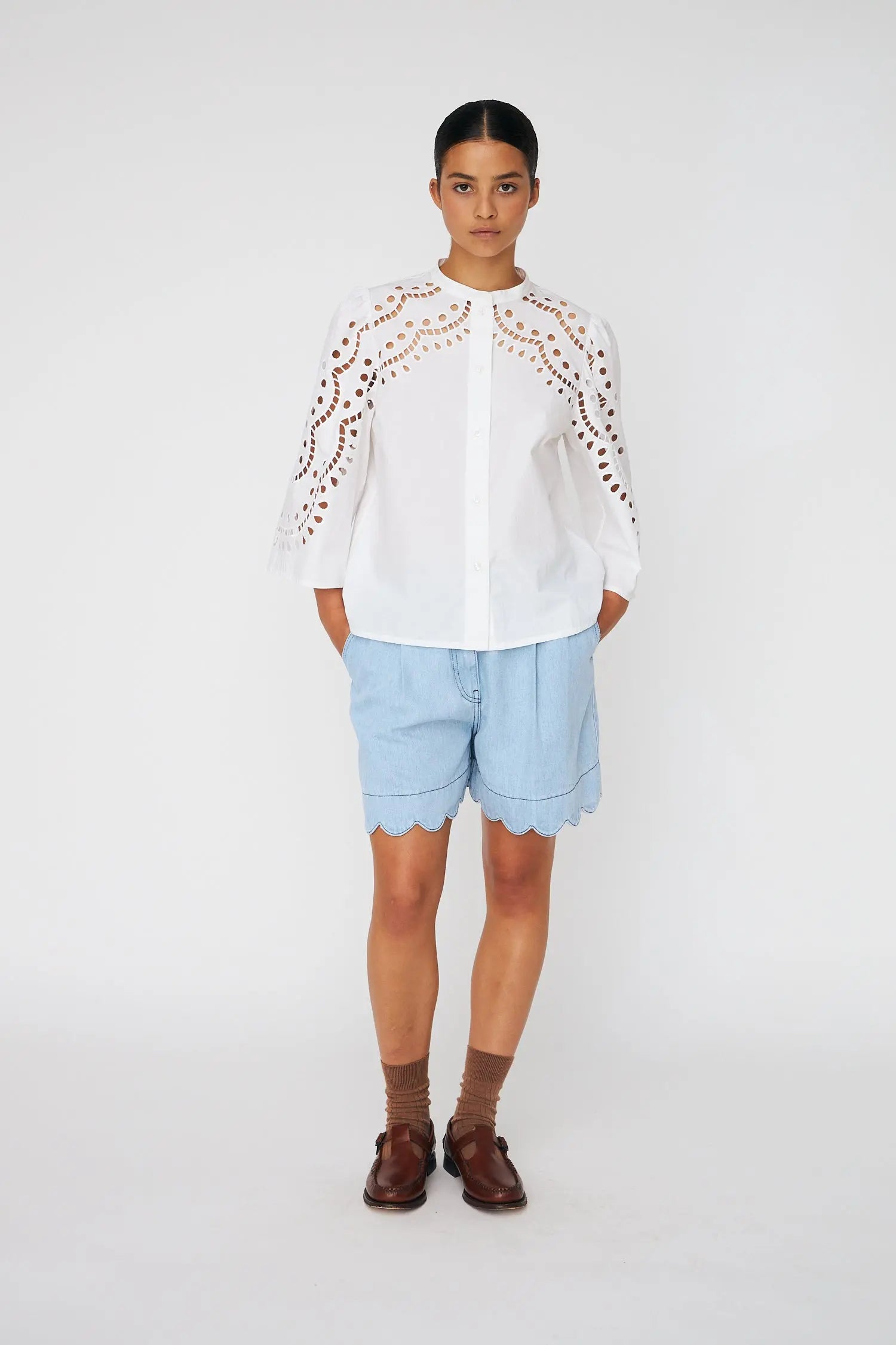 Stella Nova Embroidery Anglaise Shirt Shirt 001 White