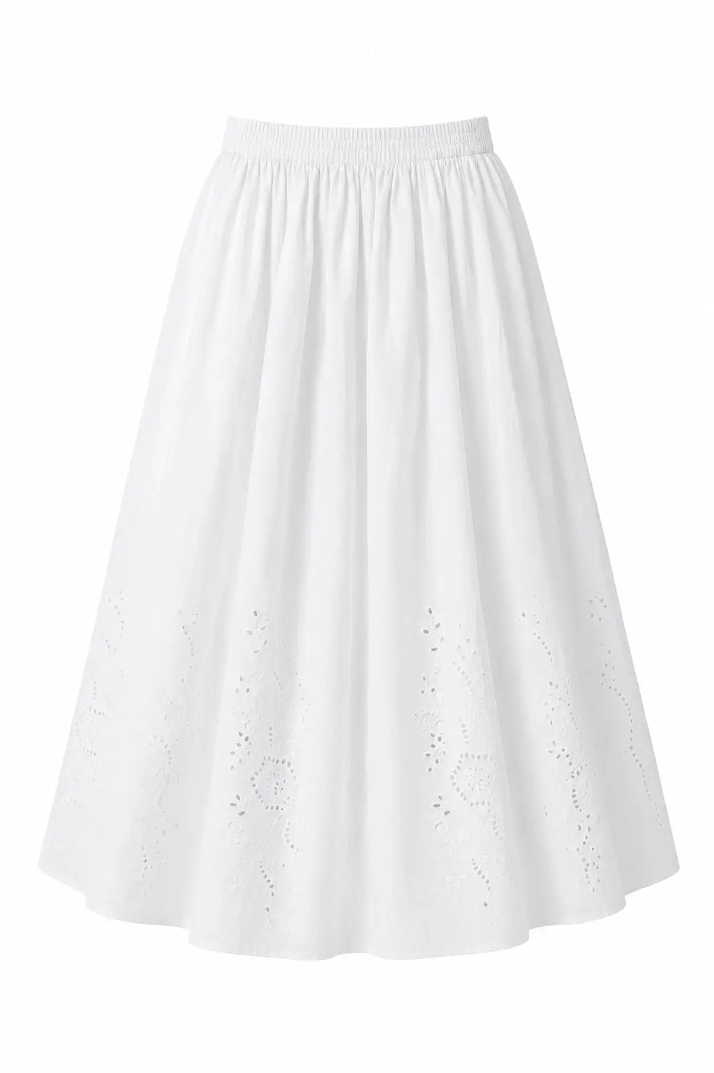 Stella Nova Embroidery Anglaise midi skirt Skirt 001 White