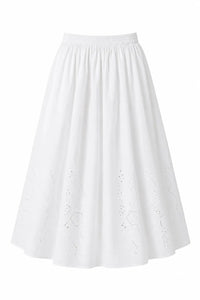 Embroidery Anglaise midi skirt - White