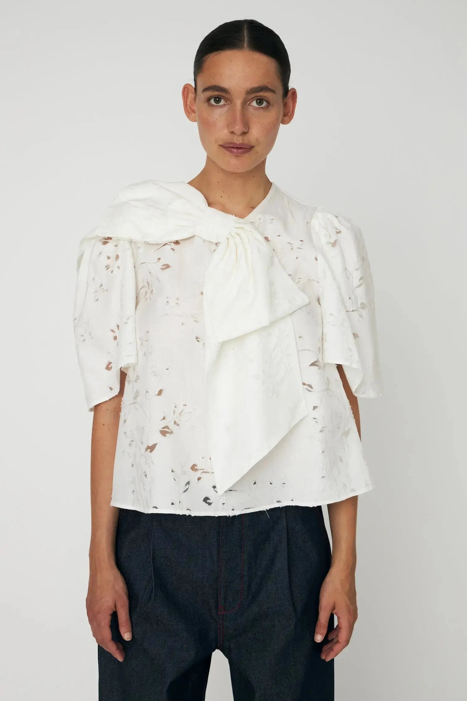 Stella Nova Festive Blouse with Bow Blouse 001 White