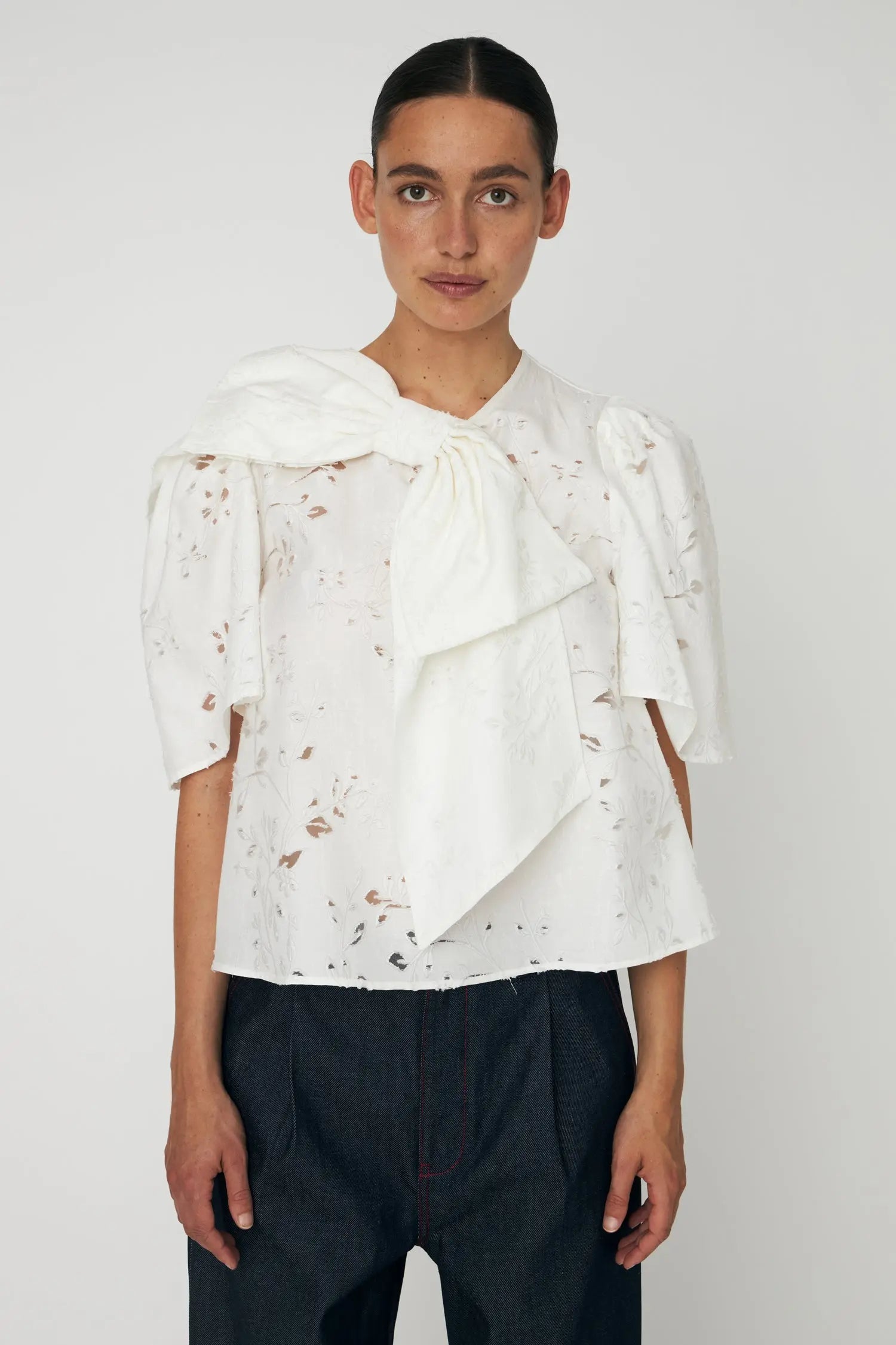 Stella Nova Festive Blouse with Bow Blouse 001 White