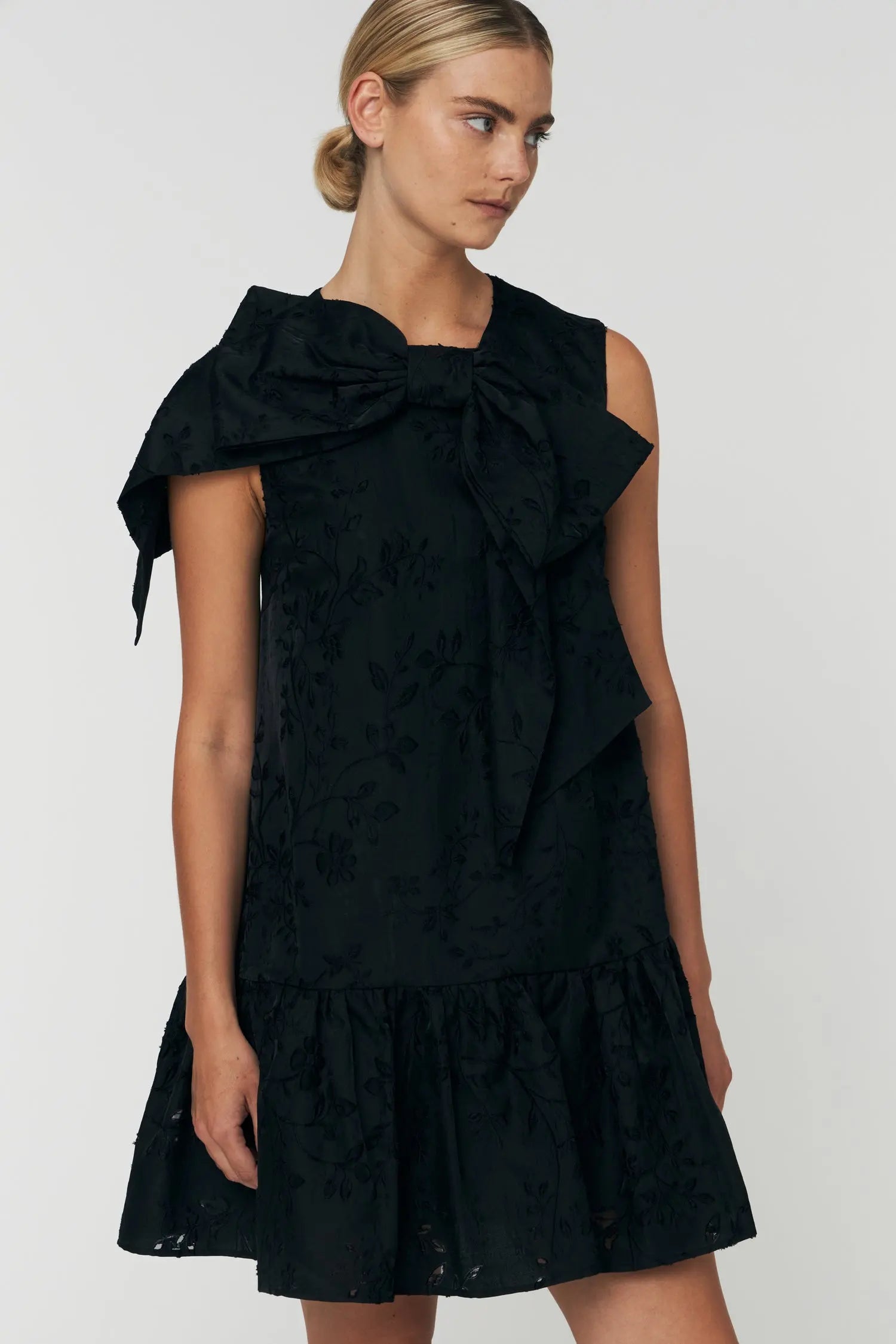 Stella Nova Festive Mini Dress with Bow Dress 999 Black