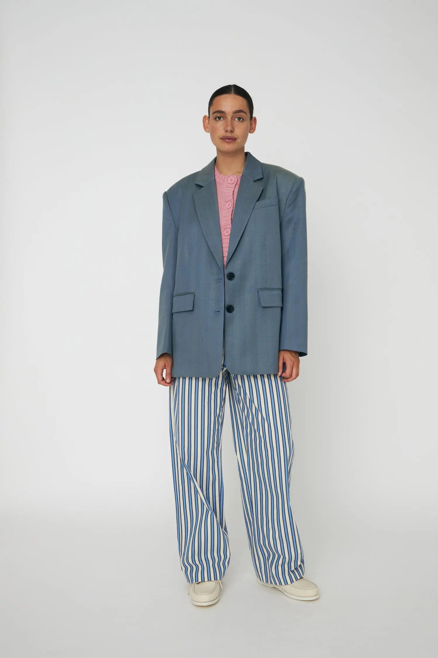 Stella Nova Herringbone Blazer Blazer 218 Aqua Green