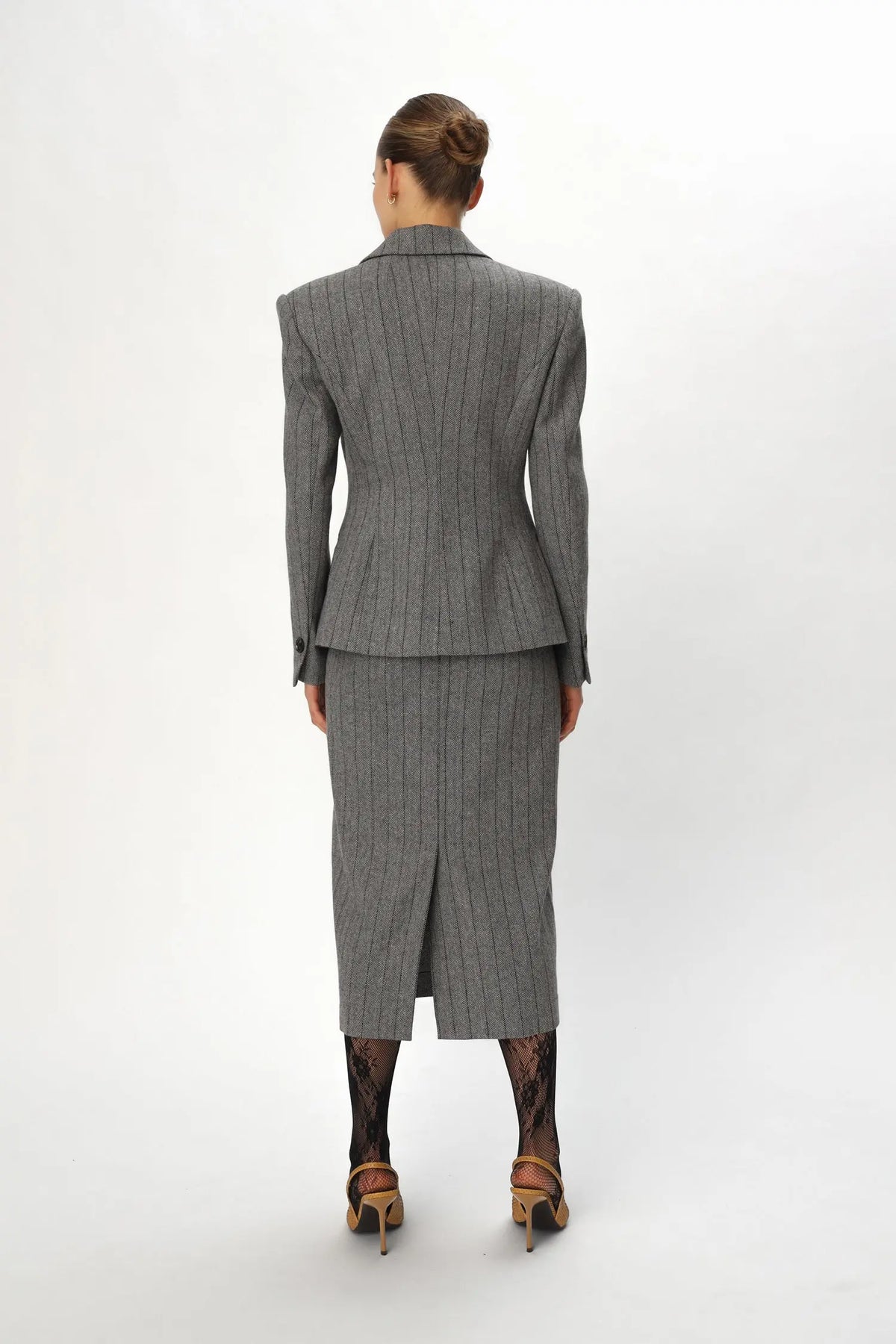 Stella Nova Herringbone Wool Blazer Blazer 954 Dark Grey Mélange