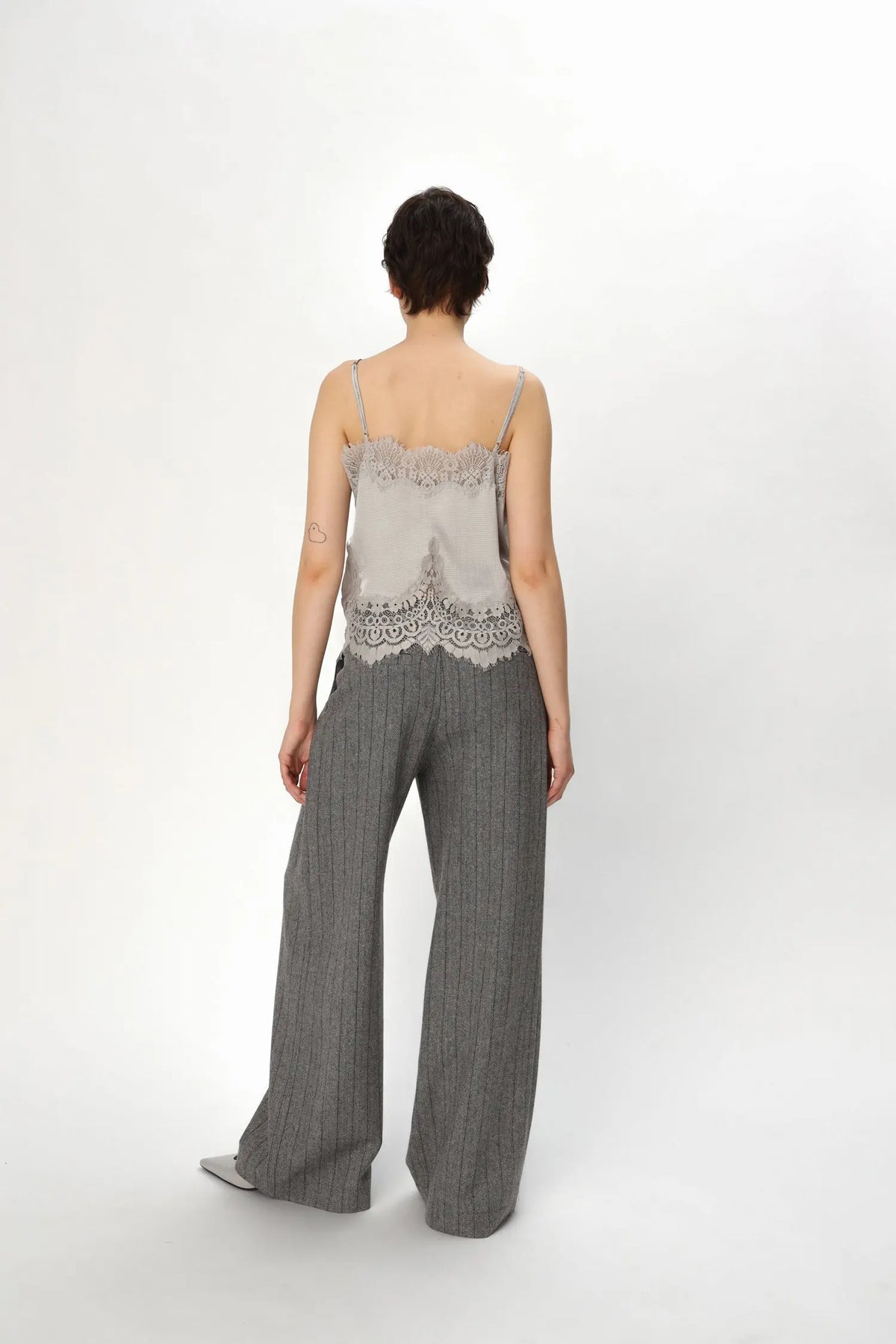 Stella Nova Herringbone Wool Pants Pants 954 Dark Grey Mélange