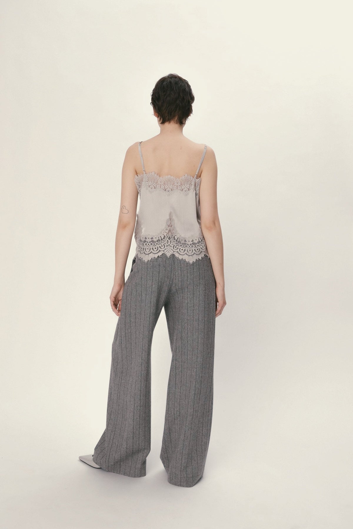 Stella Nova Herringbone Wool Pants Pants 954 Dark Grey Mélange