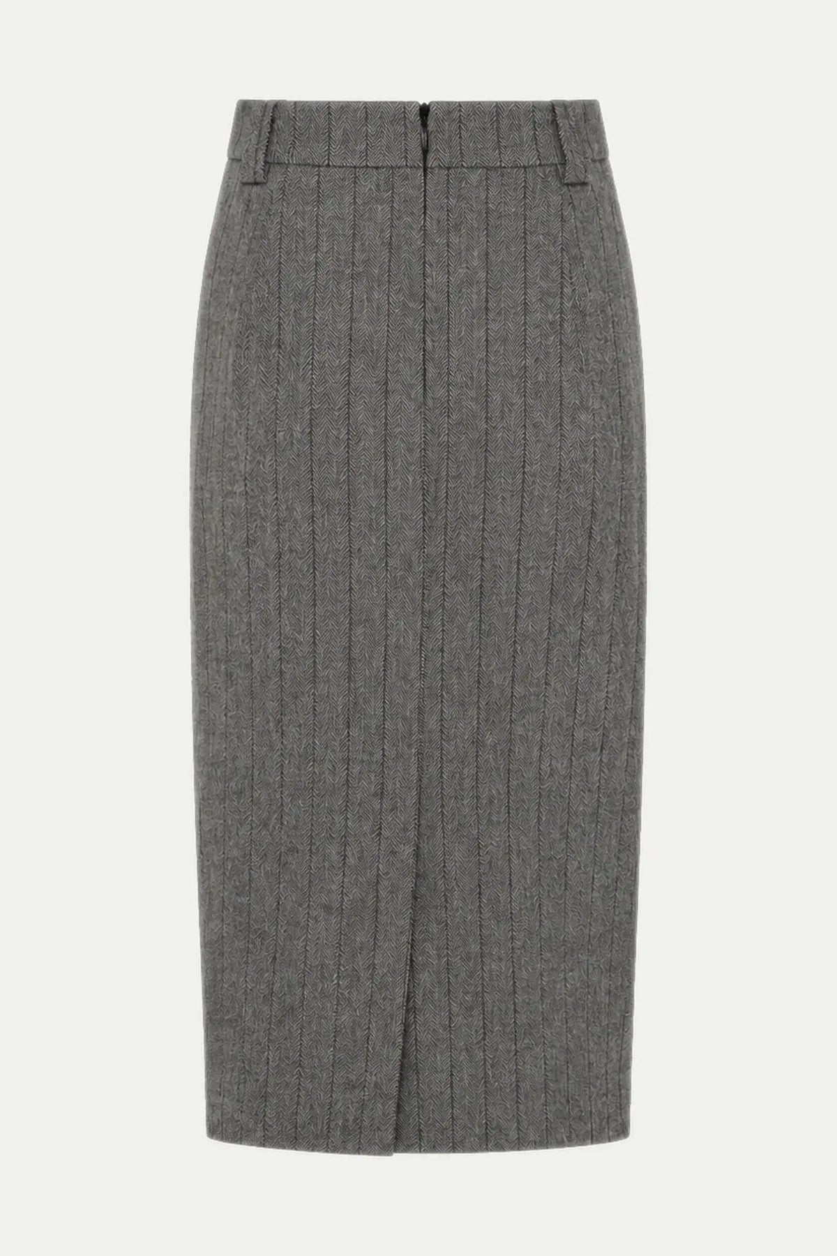 Stella Nova Herringbone Wool Pencil Skirt Skirt 954 Dark Grey Mélange