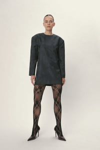 Jacquard Mini Dress - Dark Ocean Black