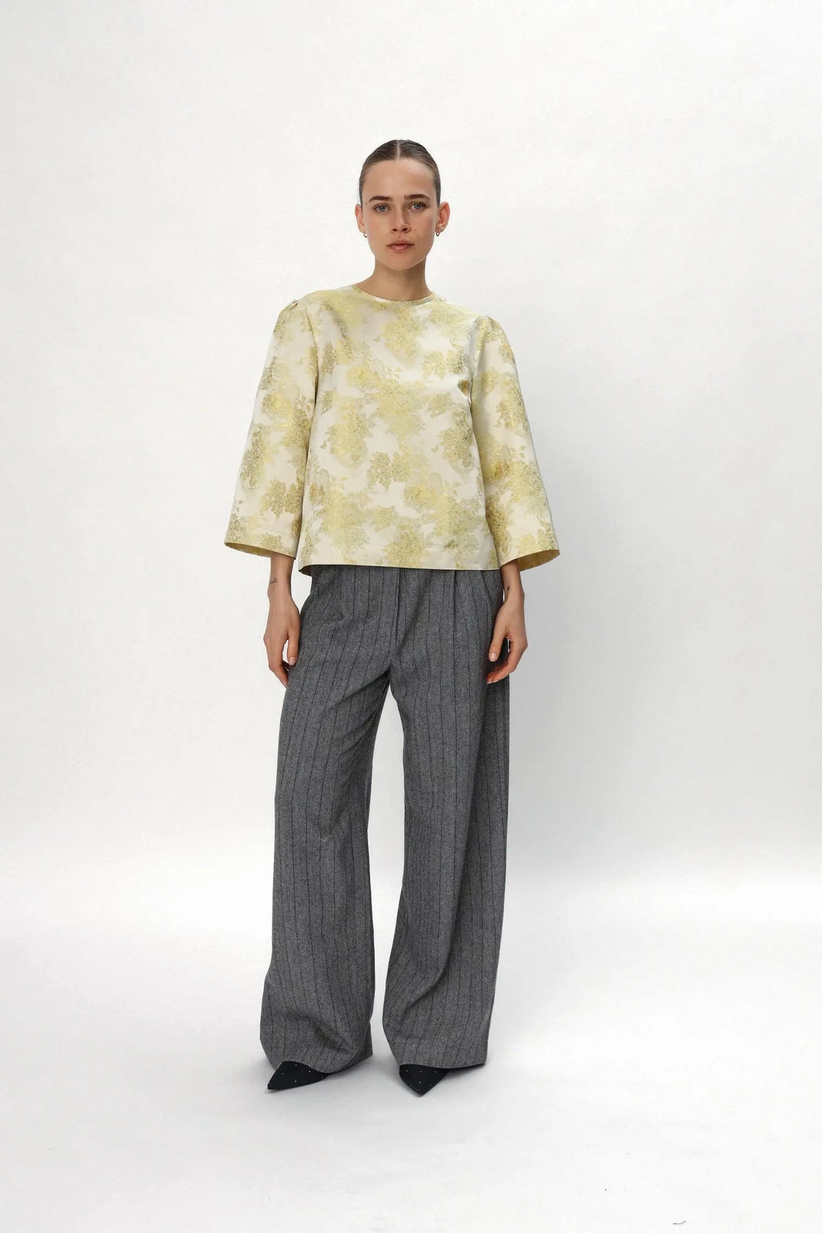 Stella Nova Jacquard Woven Blouse Blouse 145 Yellow Tones