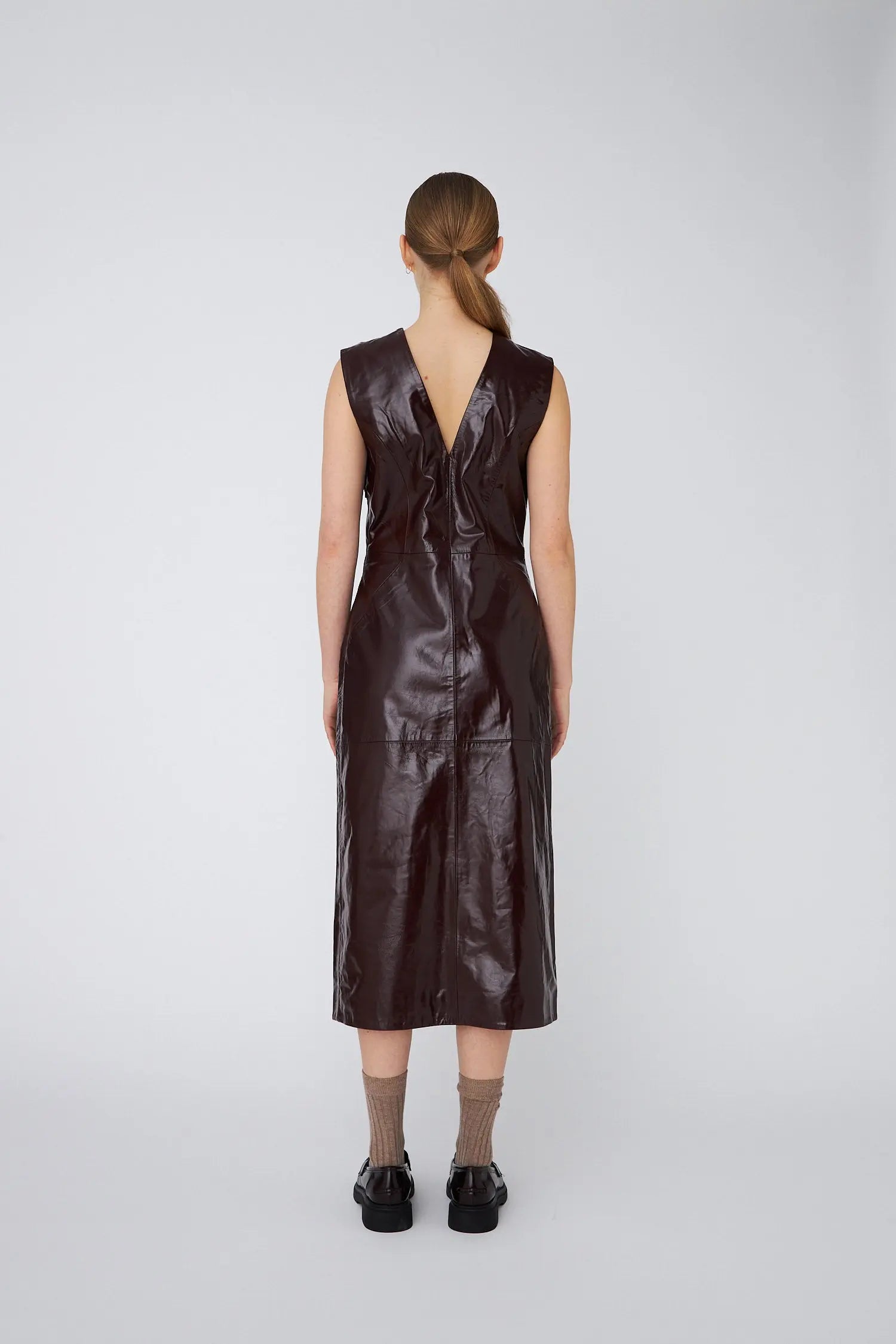 Stella Nova Leather Midi Dress Dress 684 Brownish Red