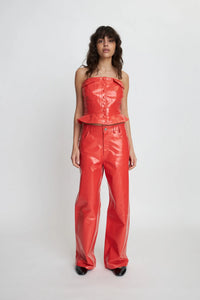 Leather corsage - Cherry Tomato