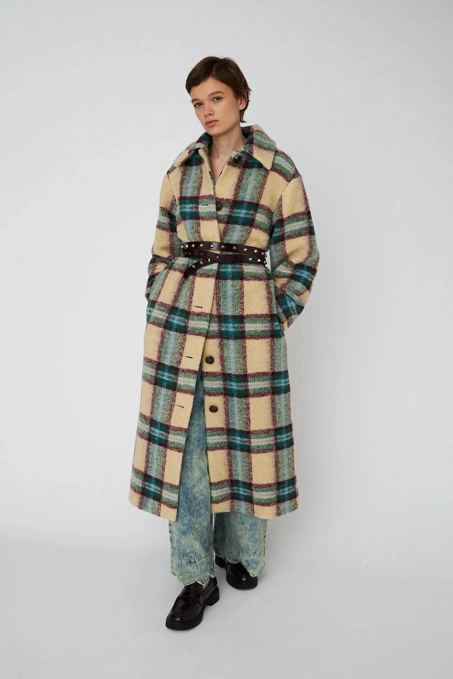 Stella Nova Long Wool Checked Coat Coat 430 Multi Checks