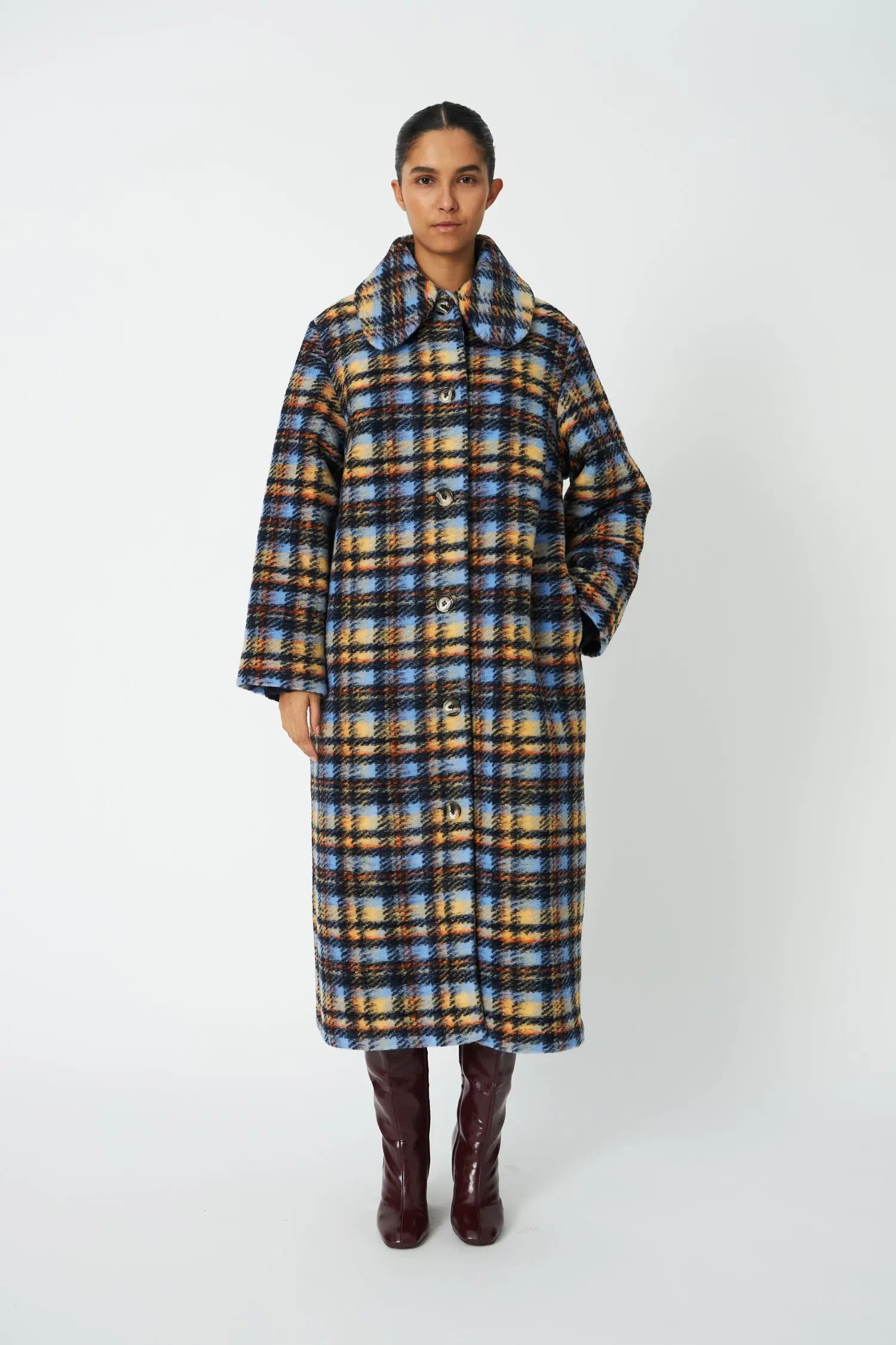 Stella Nova Long Wool Checked Coat Coat 430 Multi Checks