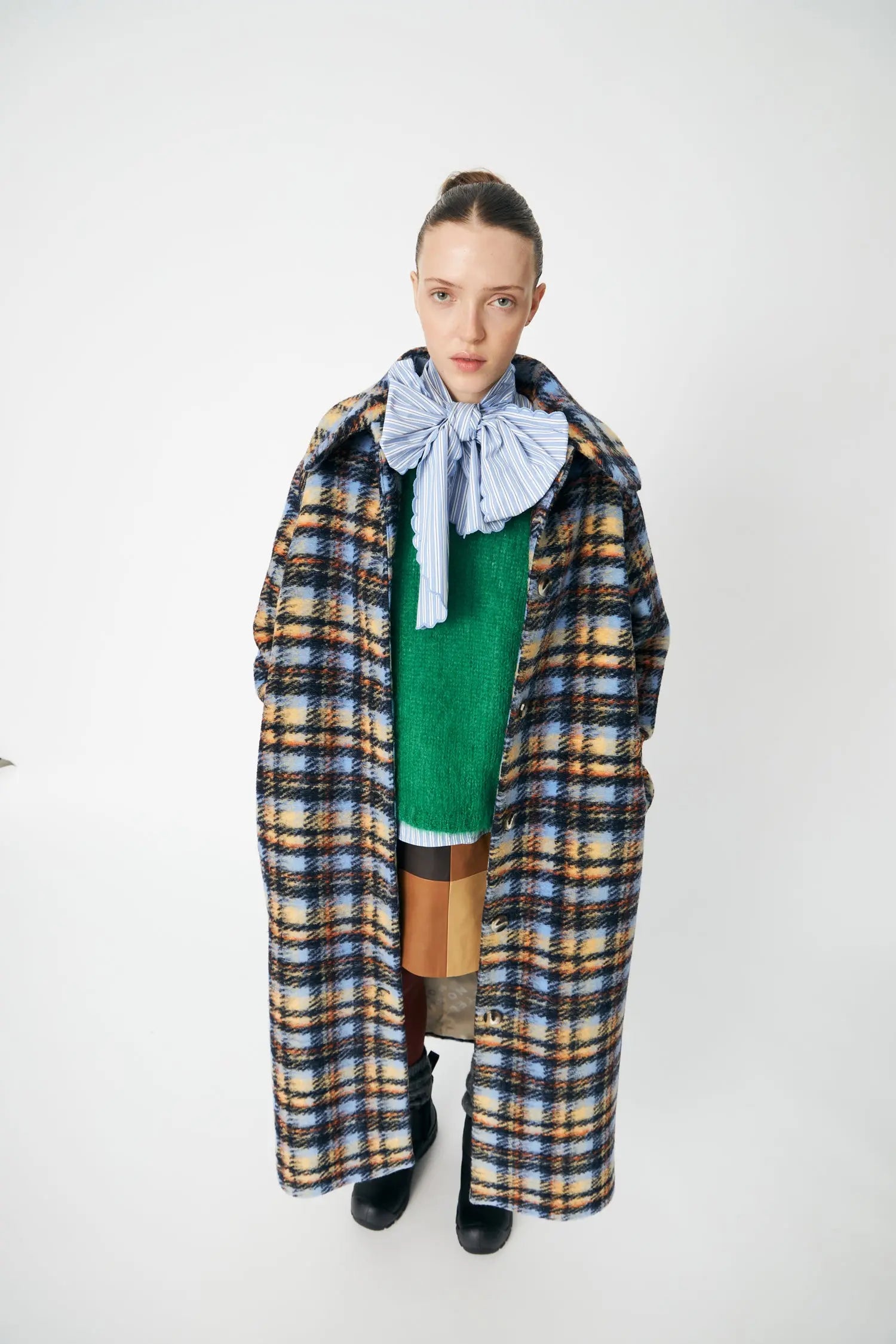 Stella Nova Long Wool Checked Coat Coat 430 Multi Checks