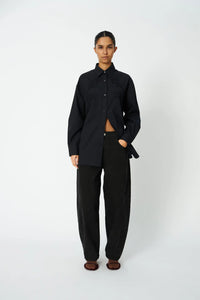 Loose Shirt with Embroidery Anglaise - Black