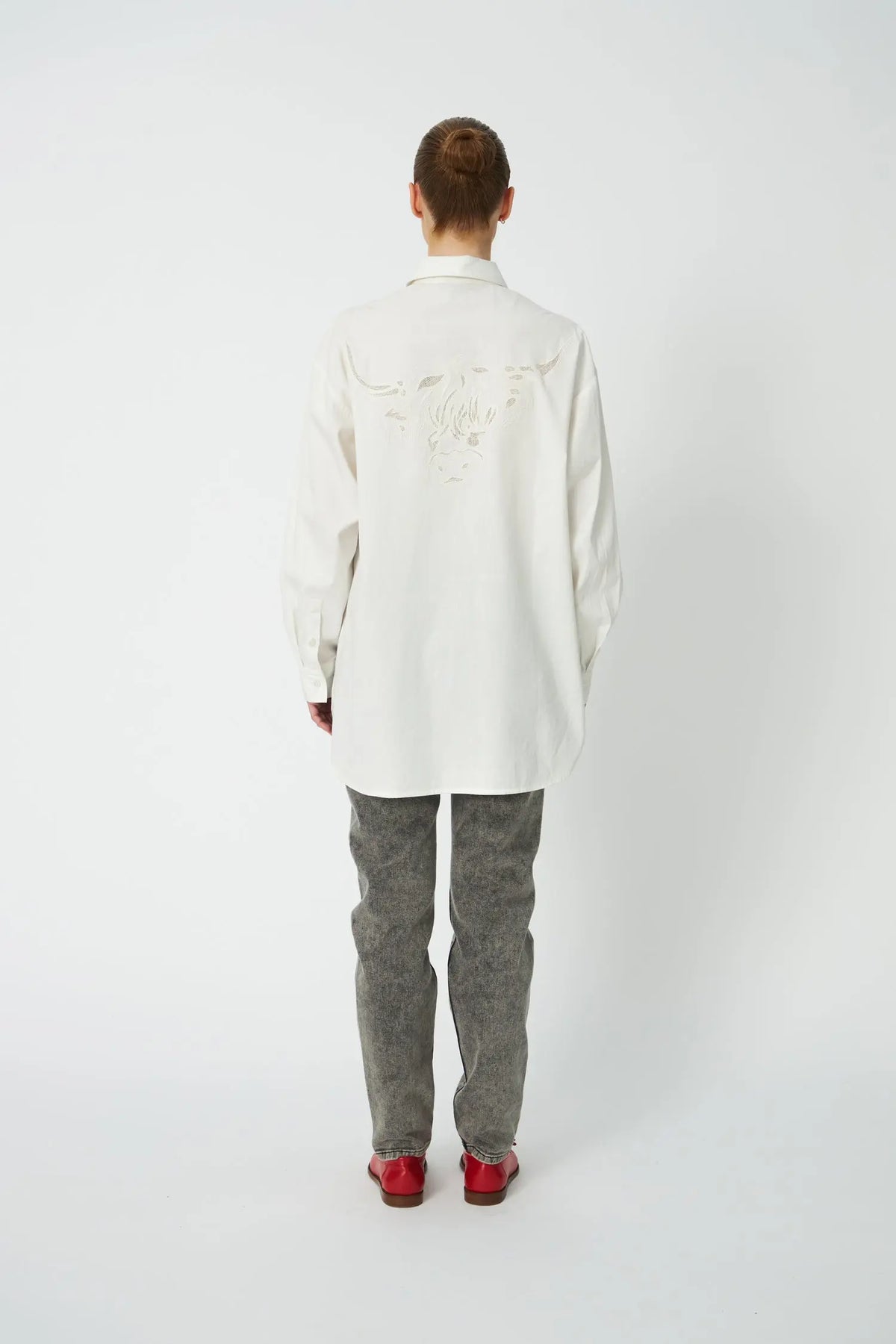 Stella Nova Loose Shirt with Embroidery Anglaise Shirt 001 White