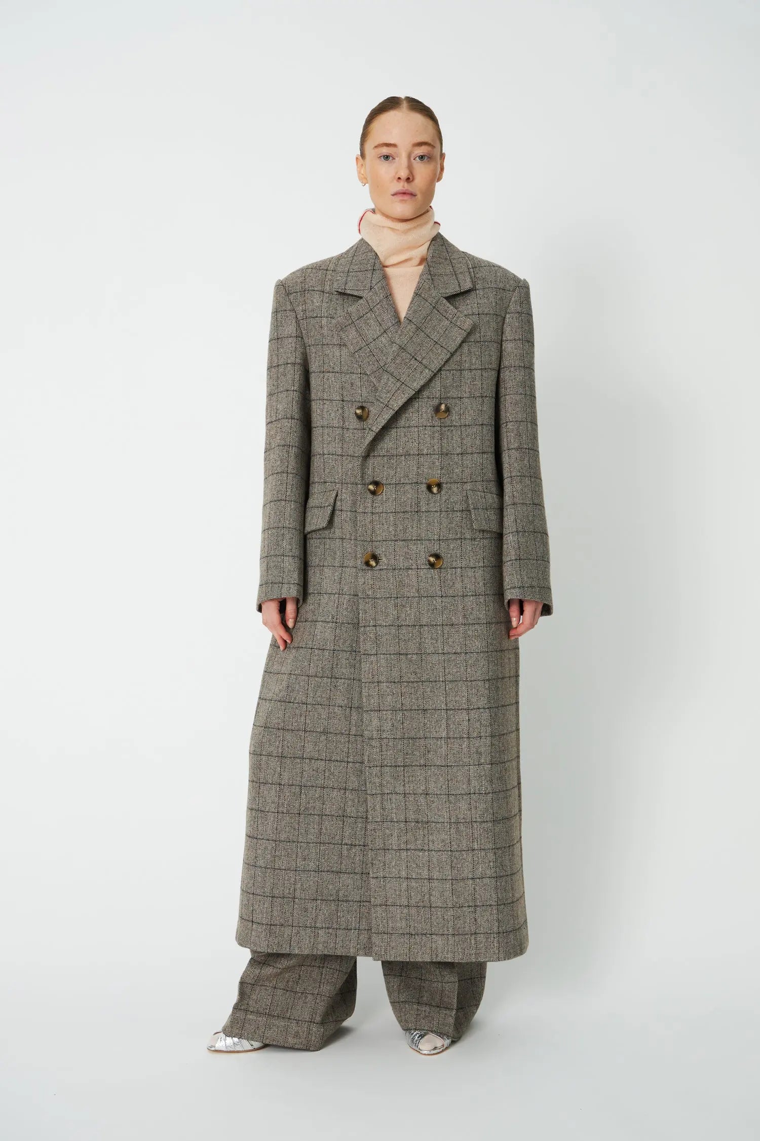 Stella Nova Masculine Oversized Coat Coat 917 Warm Grey Mélange