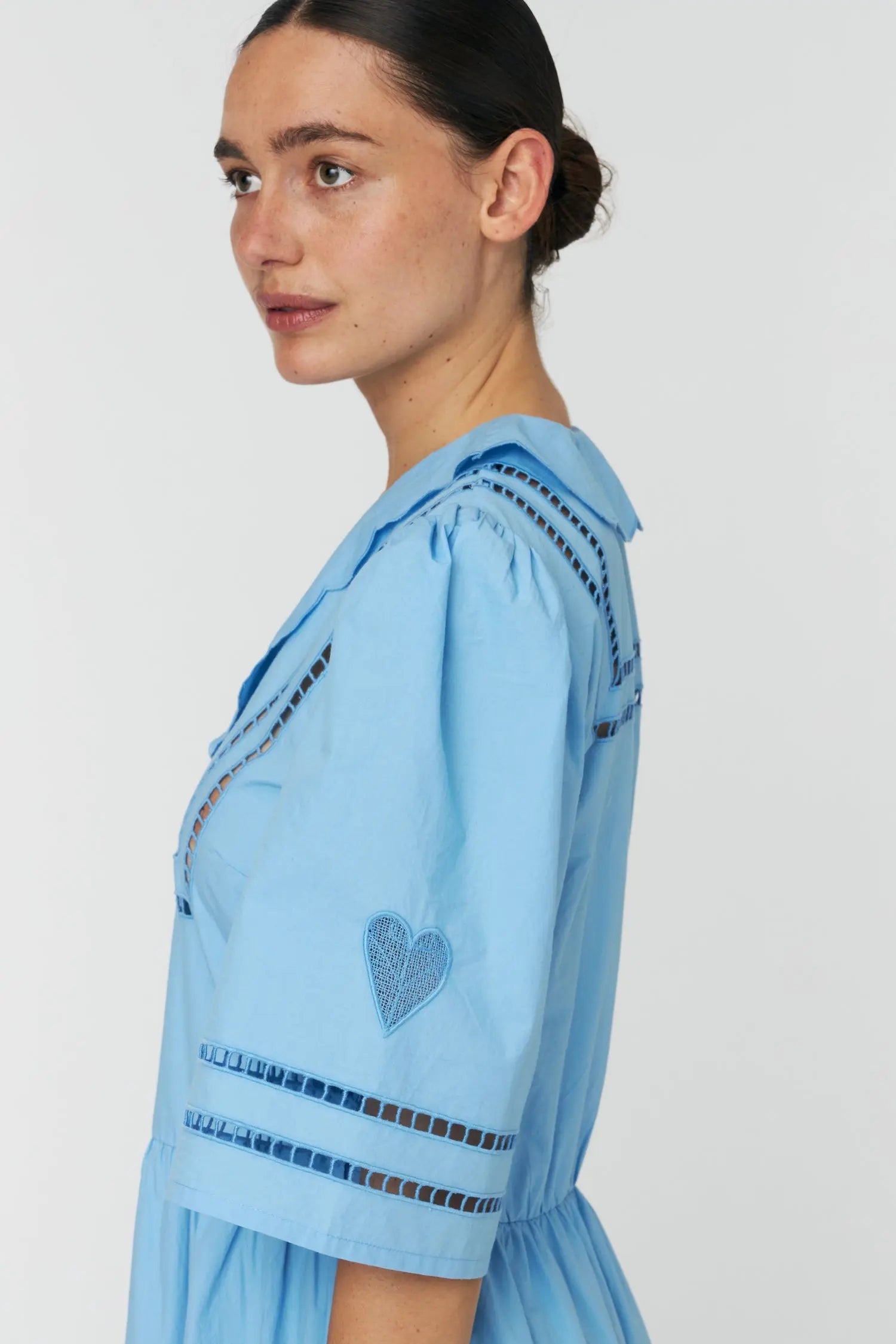 Stella Nova Maxi Dress with Short Sleeves and Artworks Dress 308 Blue Coral