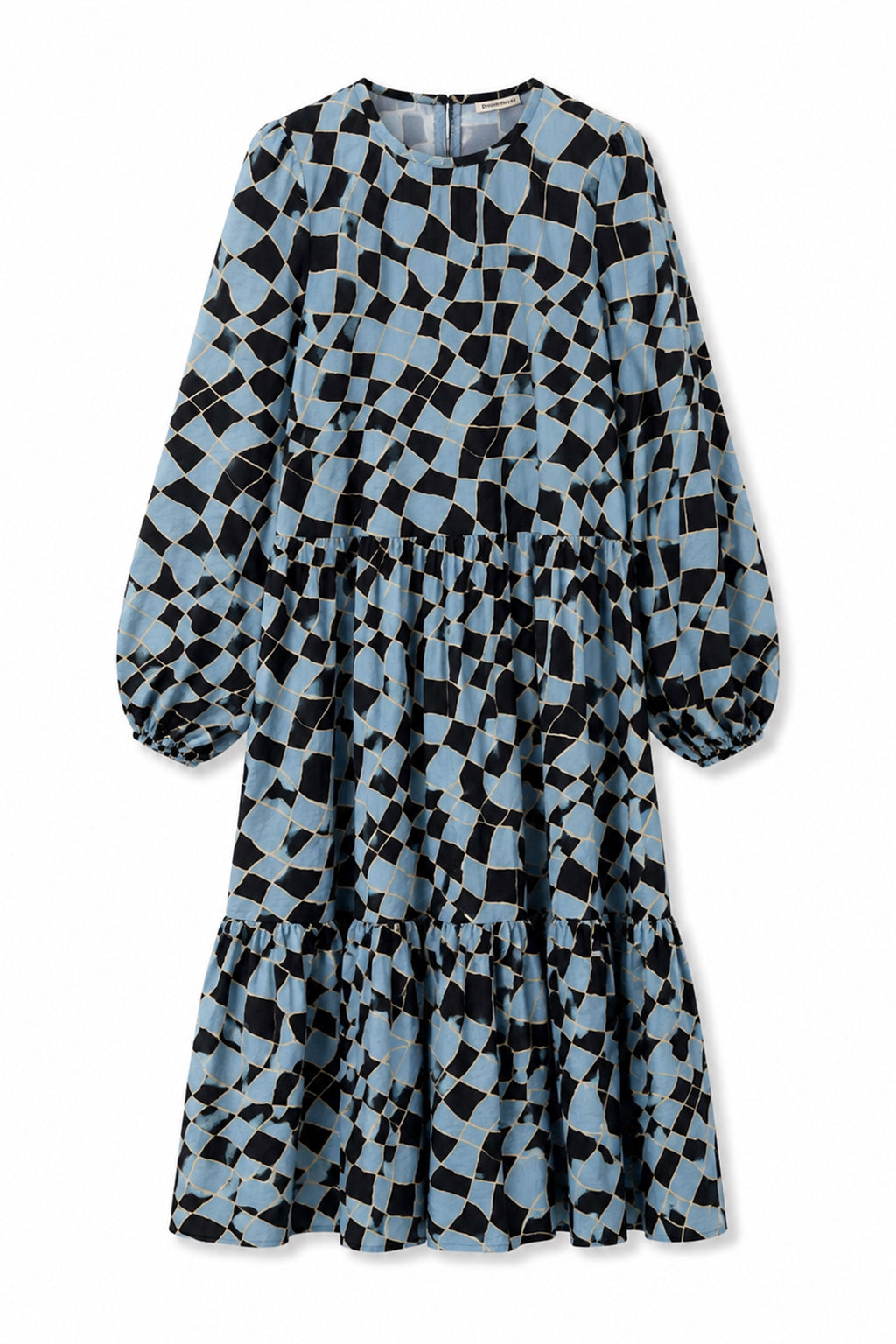 Stella Nova Midi cotton dress with all over print Dress 303 Dowe Blue