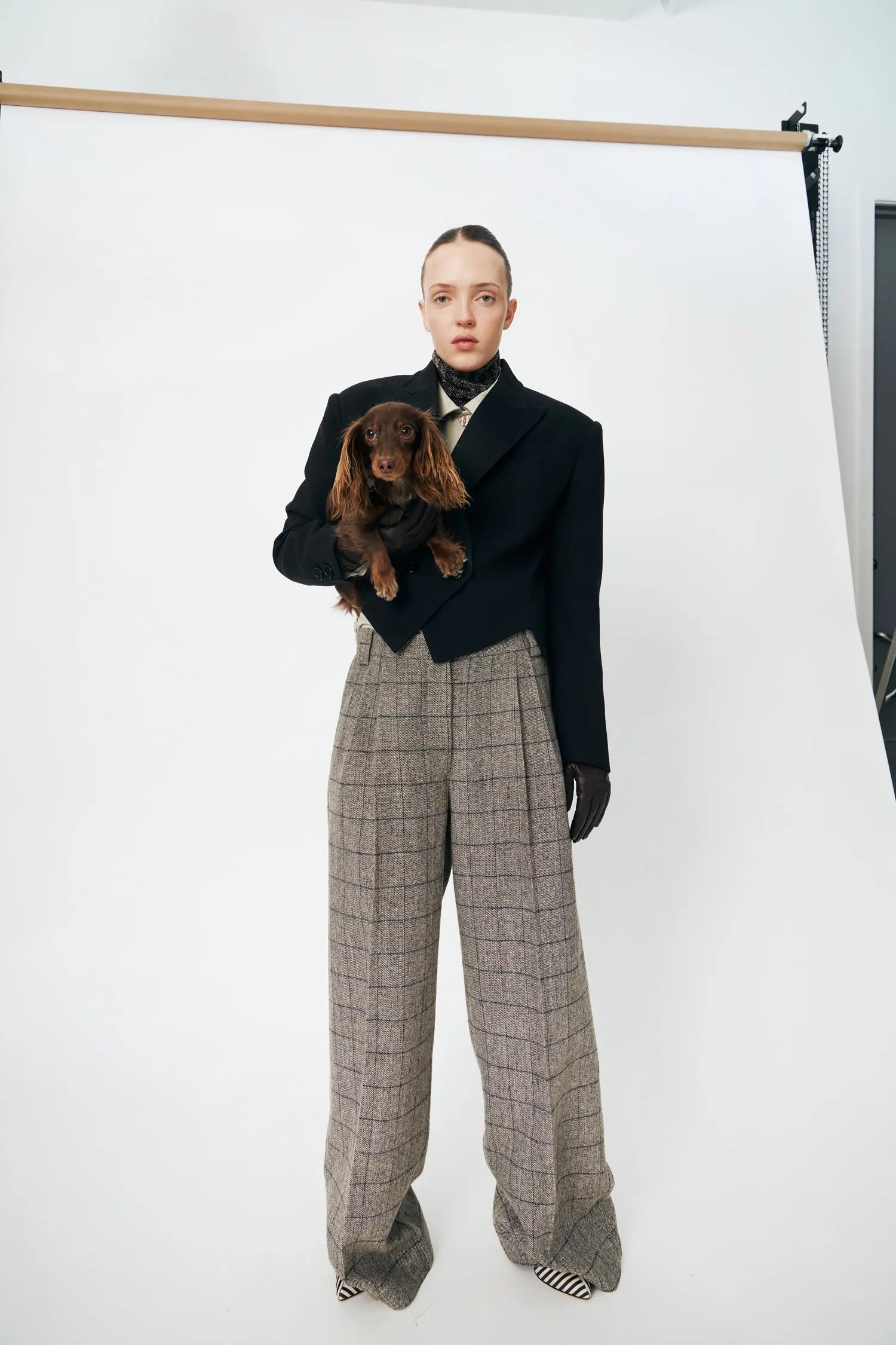 Stella Nova Oversized Low-Waist Suiting Pants Pants 917 Warm Grey Mélange