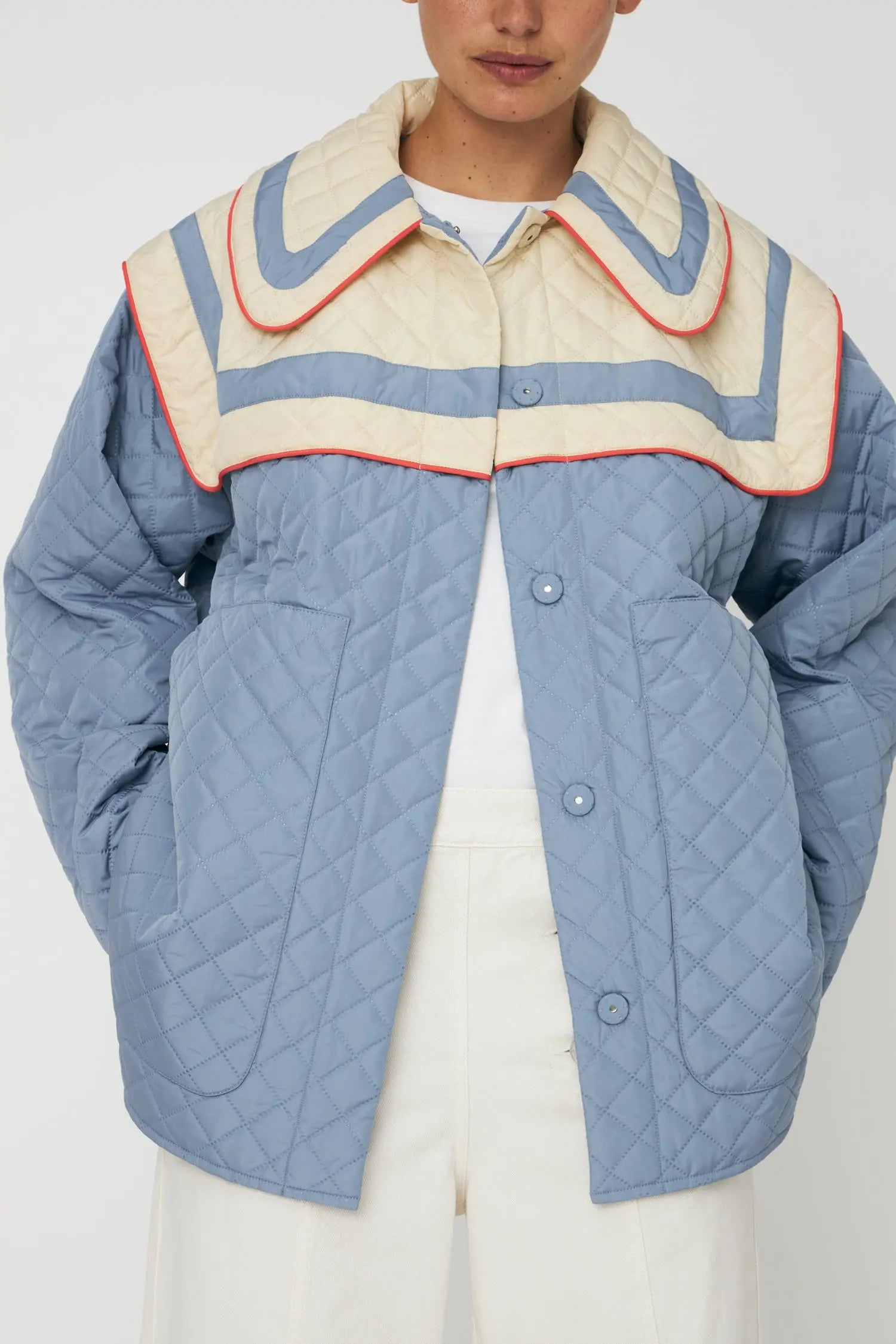 Stella Nova Oversized Quilted Sailor Coat Coat 343 Lovely Blue